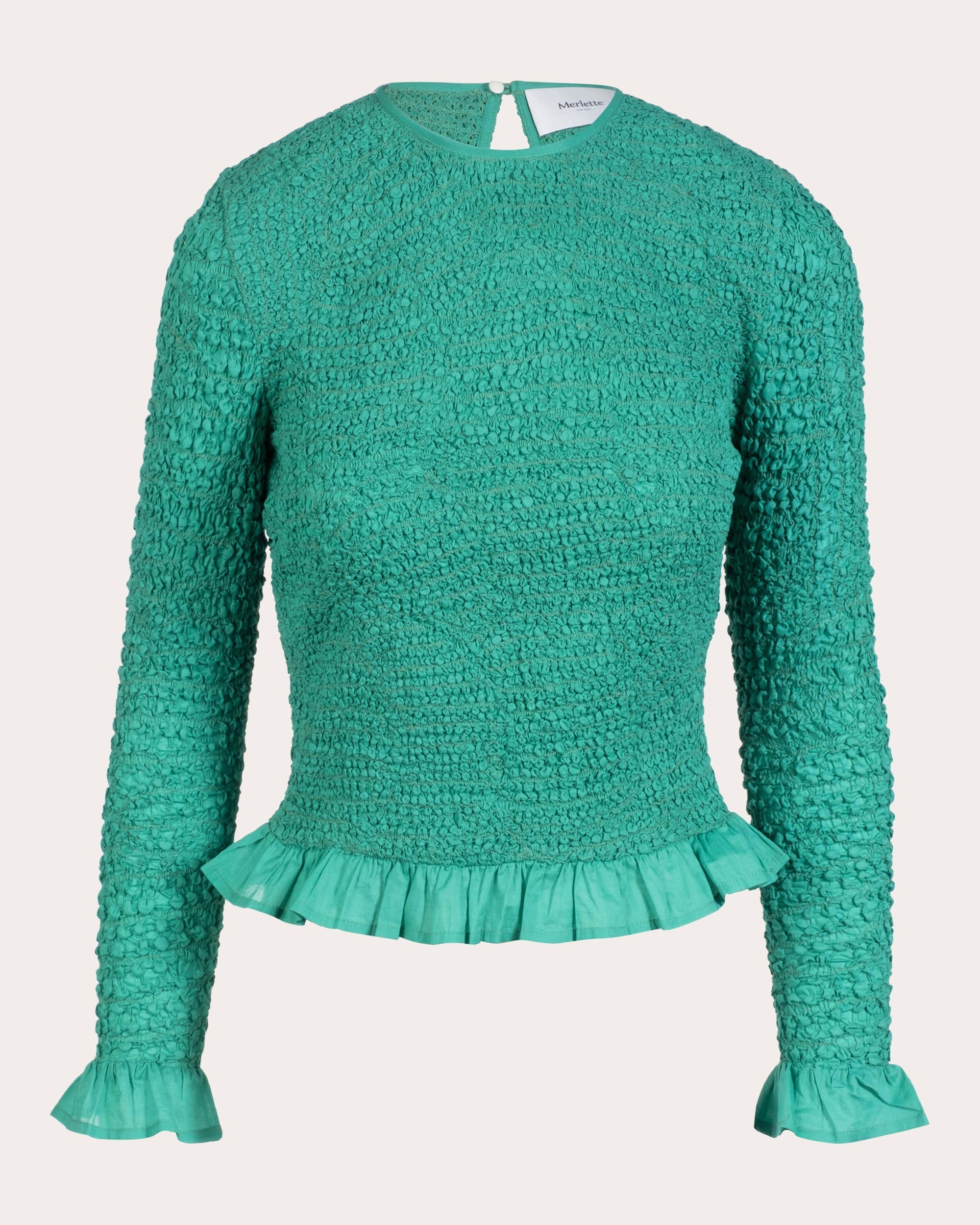 Verdure Ruffle Trimmed Smocked Voile Top