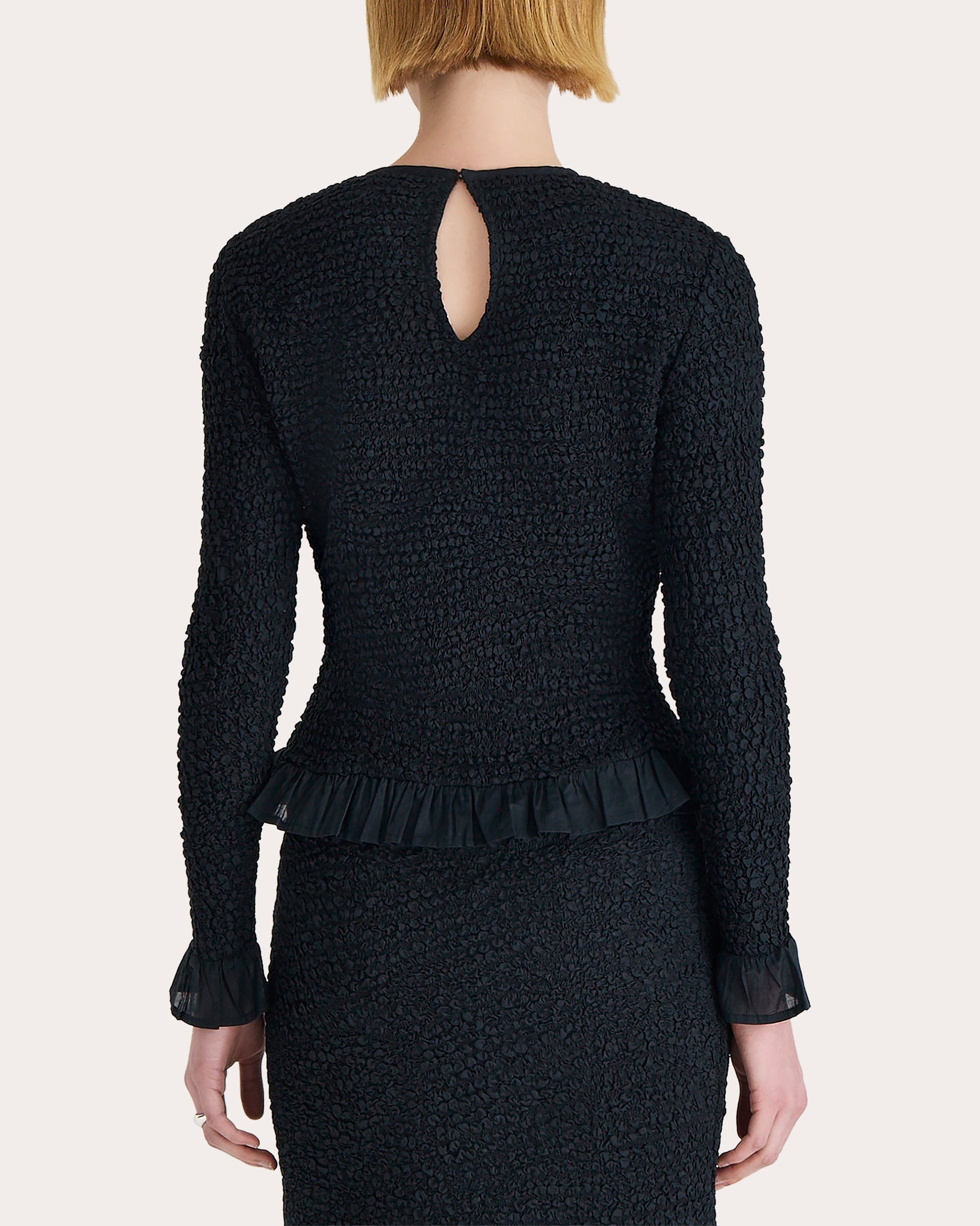 Verdure Ruffle Trimmed Smocked Voile Top