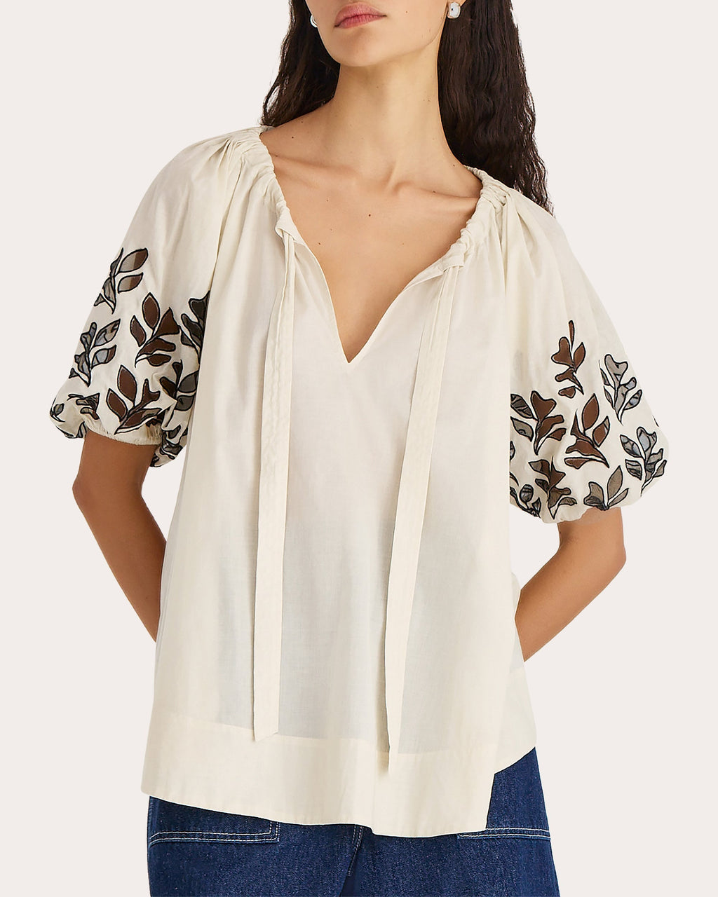 Lumi Embroidered Cotton Voile Top