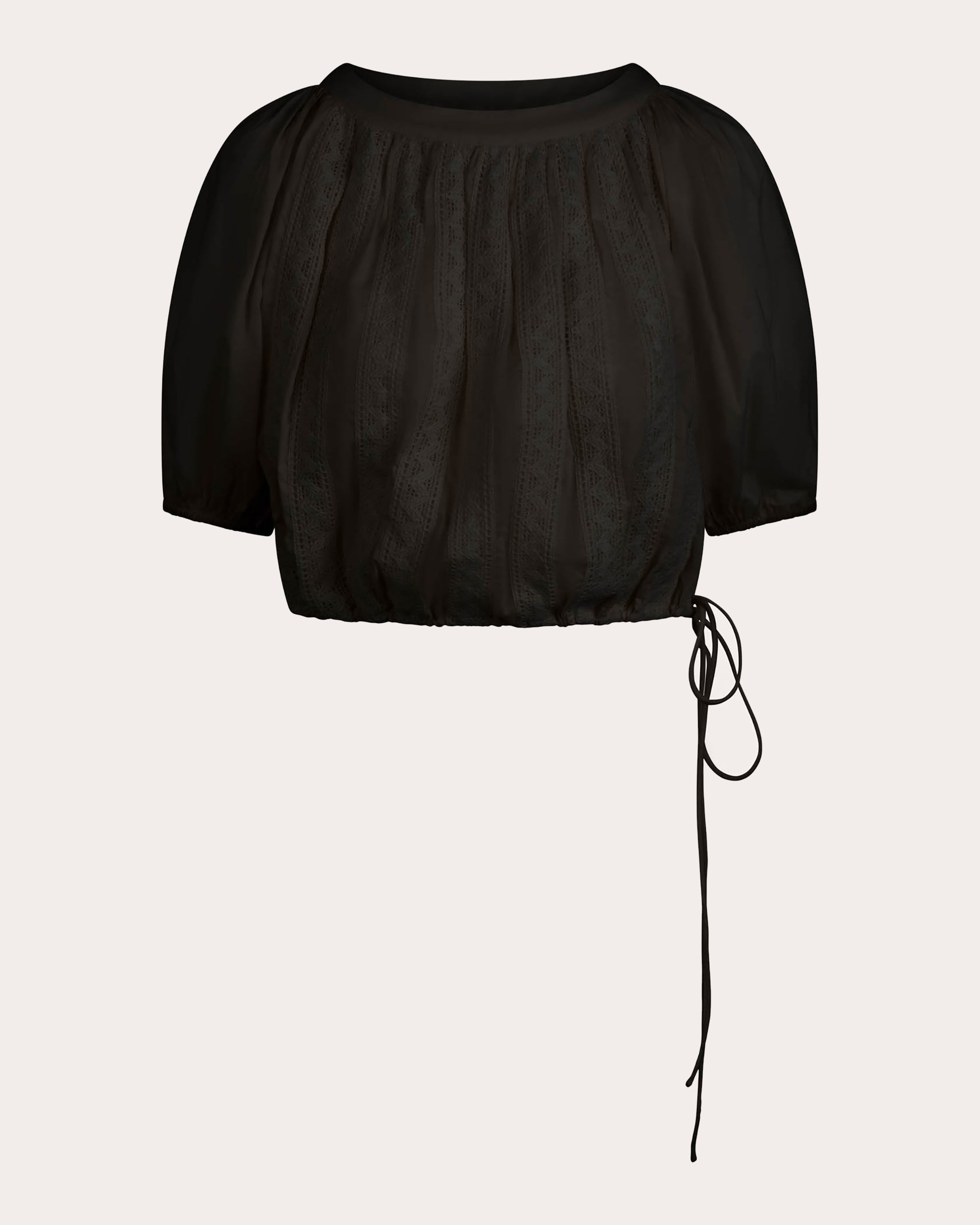 Kailua Gathered Lace-Trimmed Cotton Voile Top