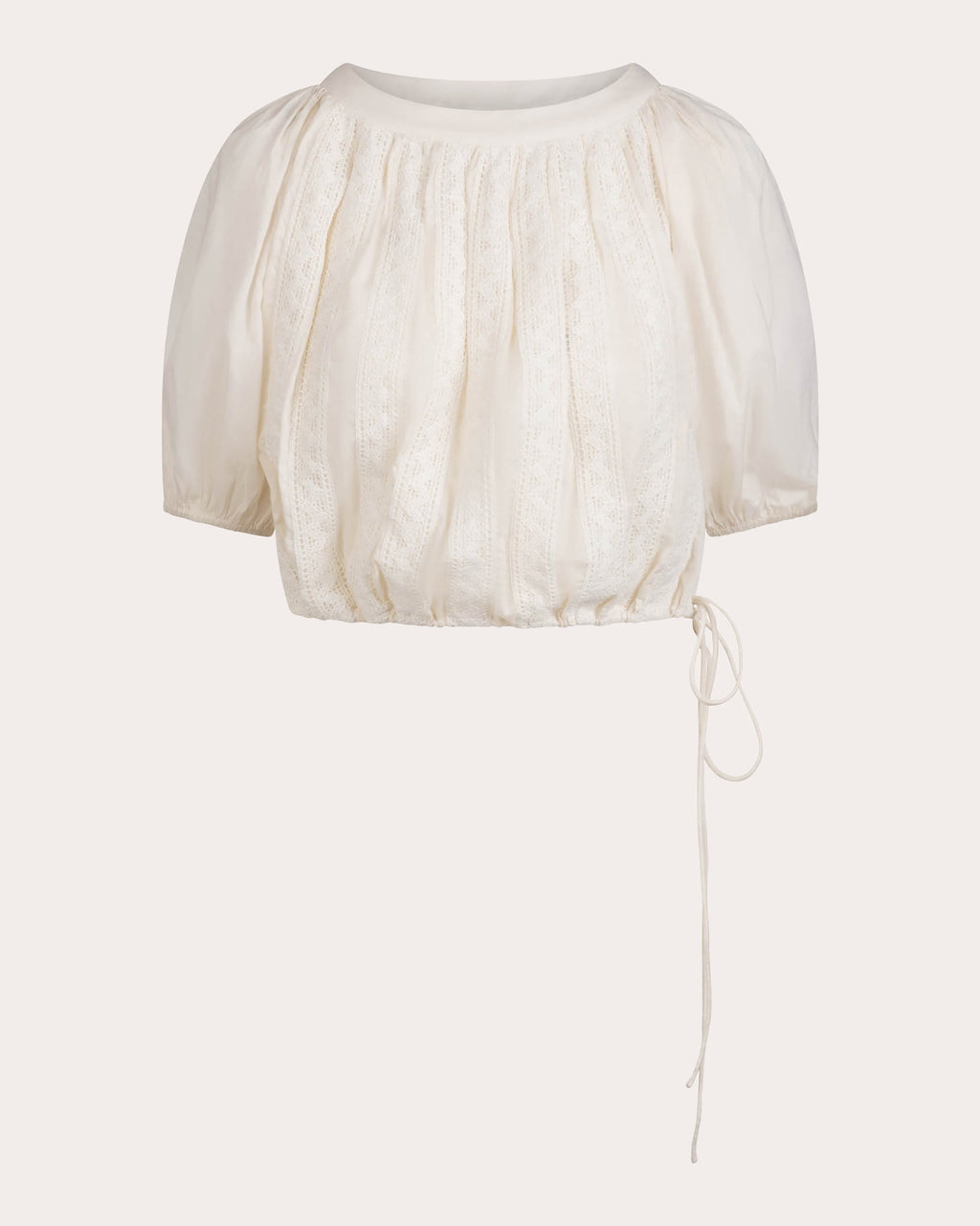 Kailua Gathered Lace-Trimmed Cotton Voile Top