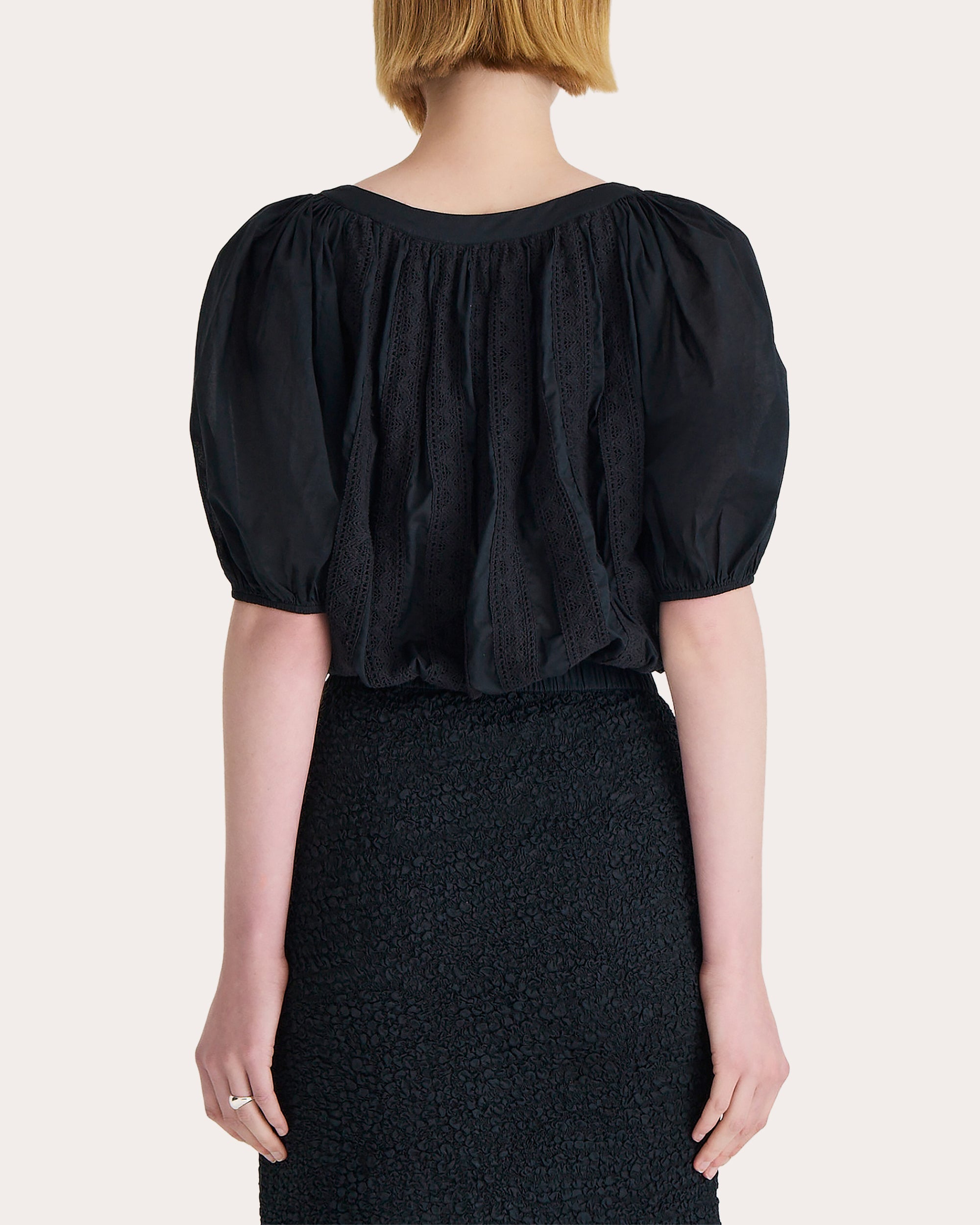 Kailua Gathered Lace-Trimmed Cotton Voile Top