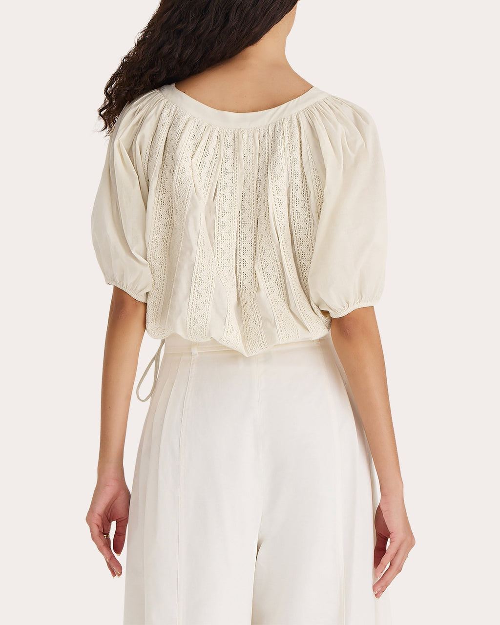 Kailua Gathered Lace-Trimmed Cotton Voile Top