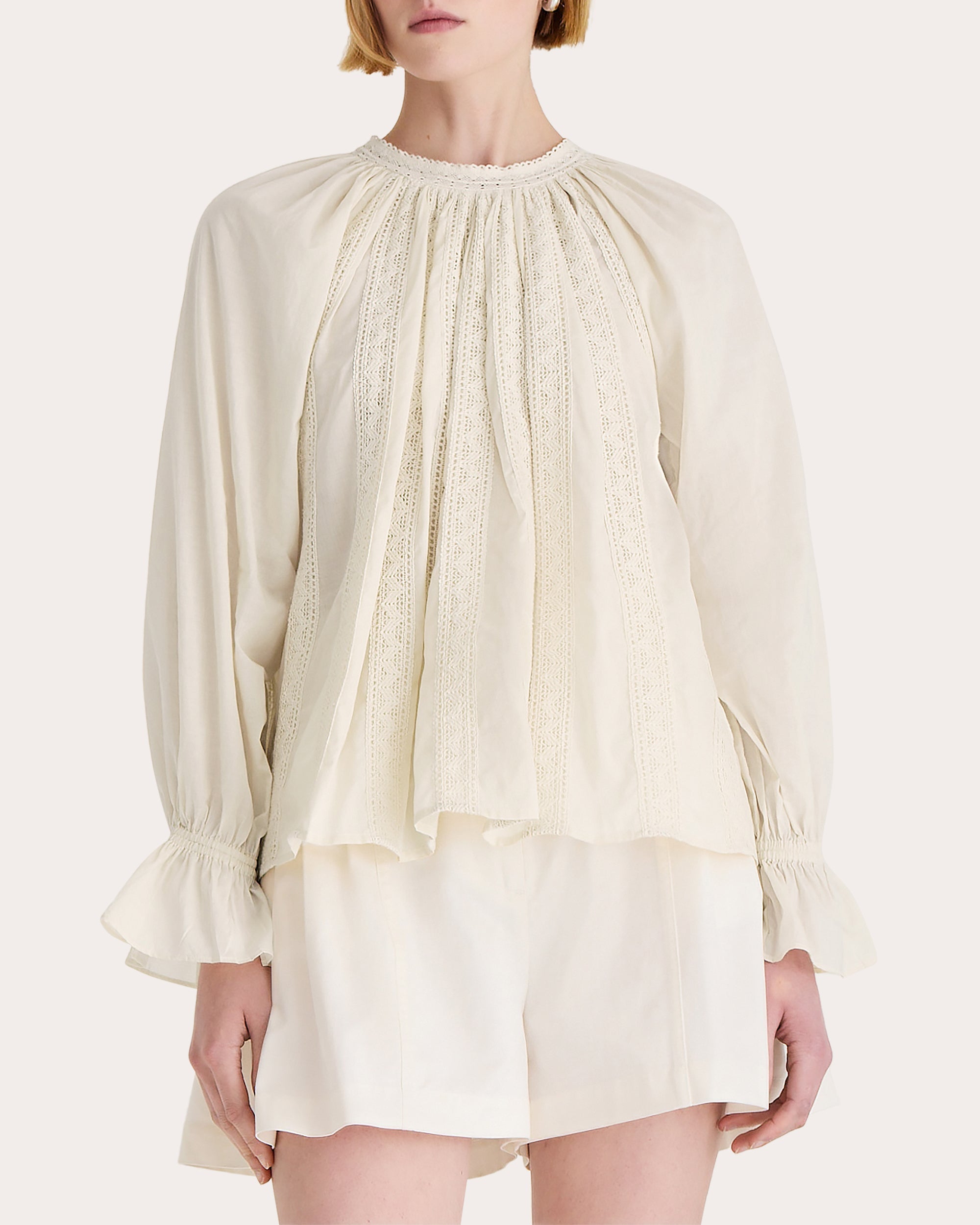 Maija Lace Trimmed Cotton Voile Top