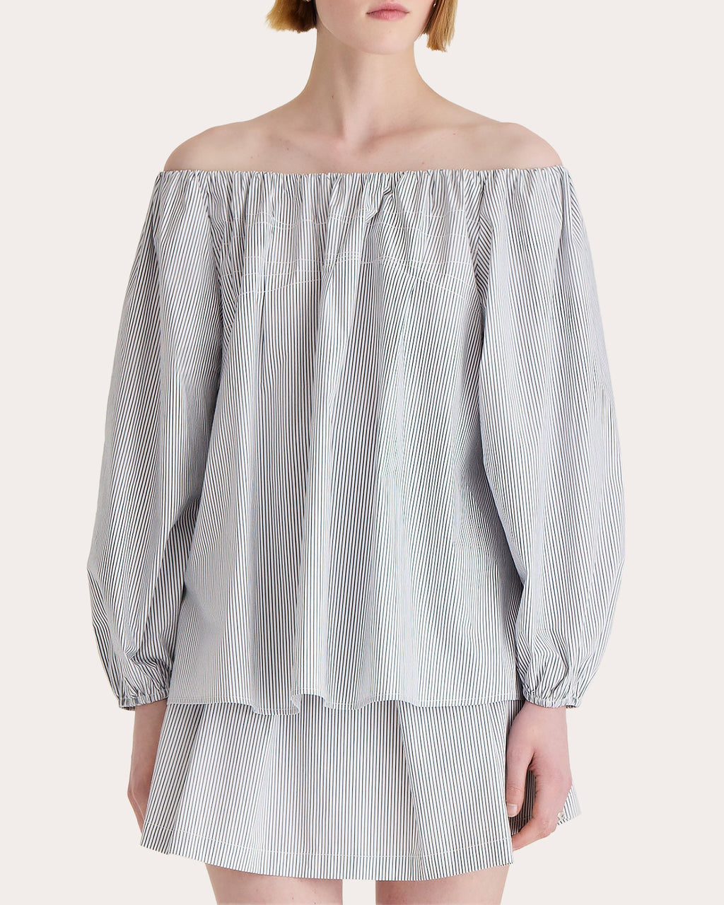 Kona Pleated Striped Paperbag Mini Skirt