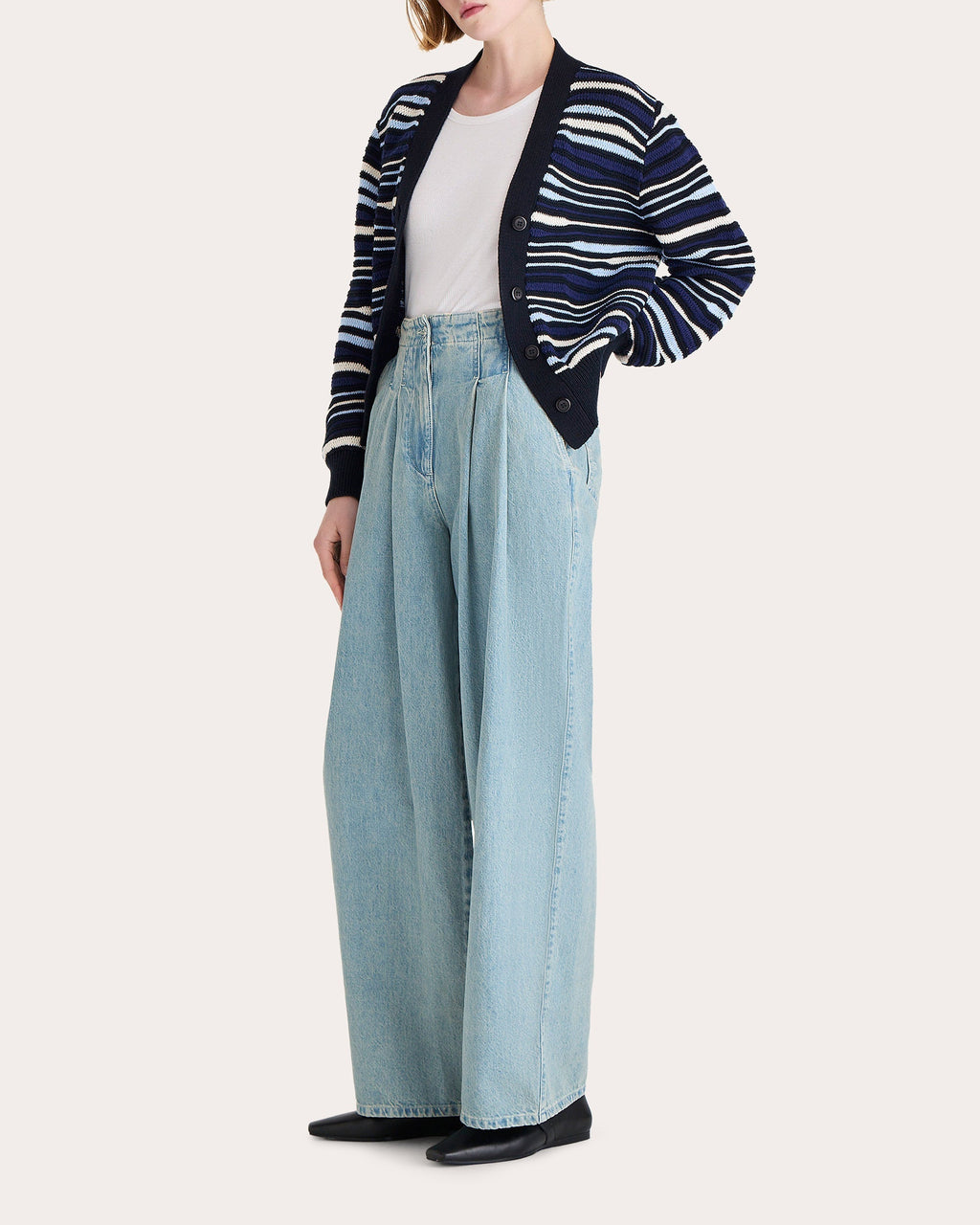 Aluna Intarsia Knit Cotton Cardigan