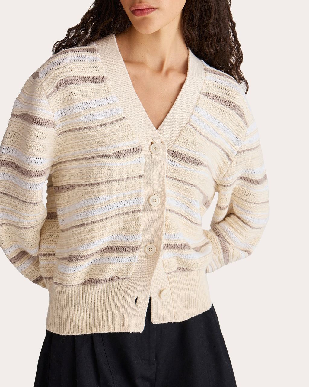 Aluna Intarsia Knit Cotton Cardigan