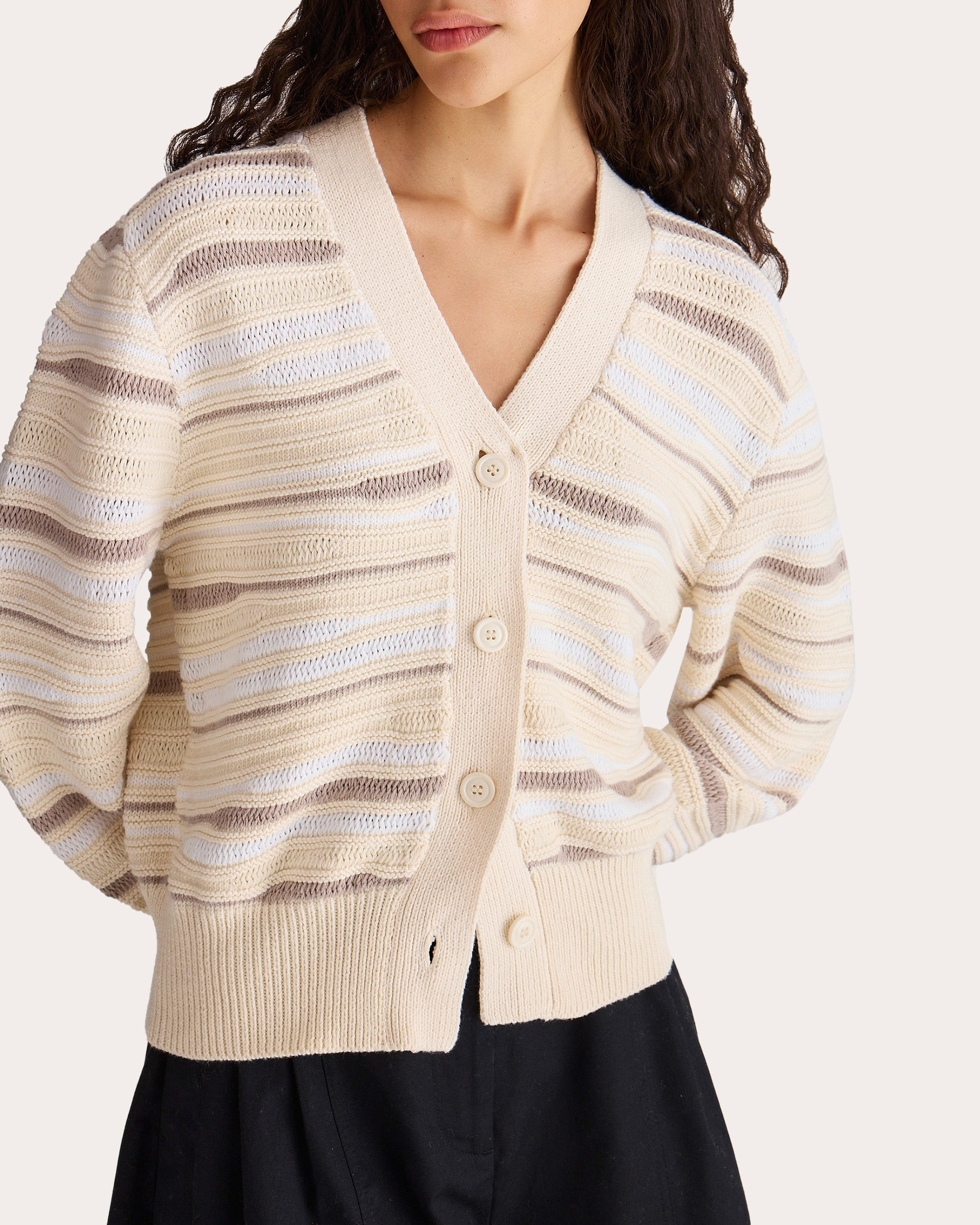 Aluna Intarsia Knit Cotton Cardigan