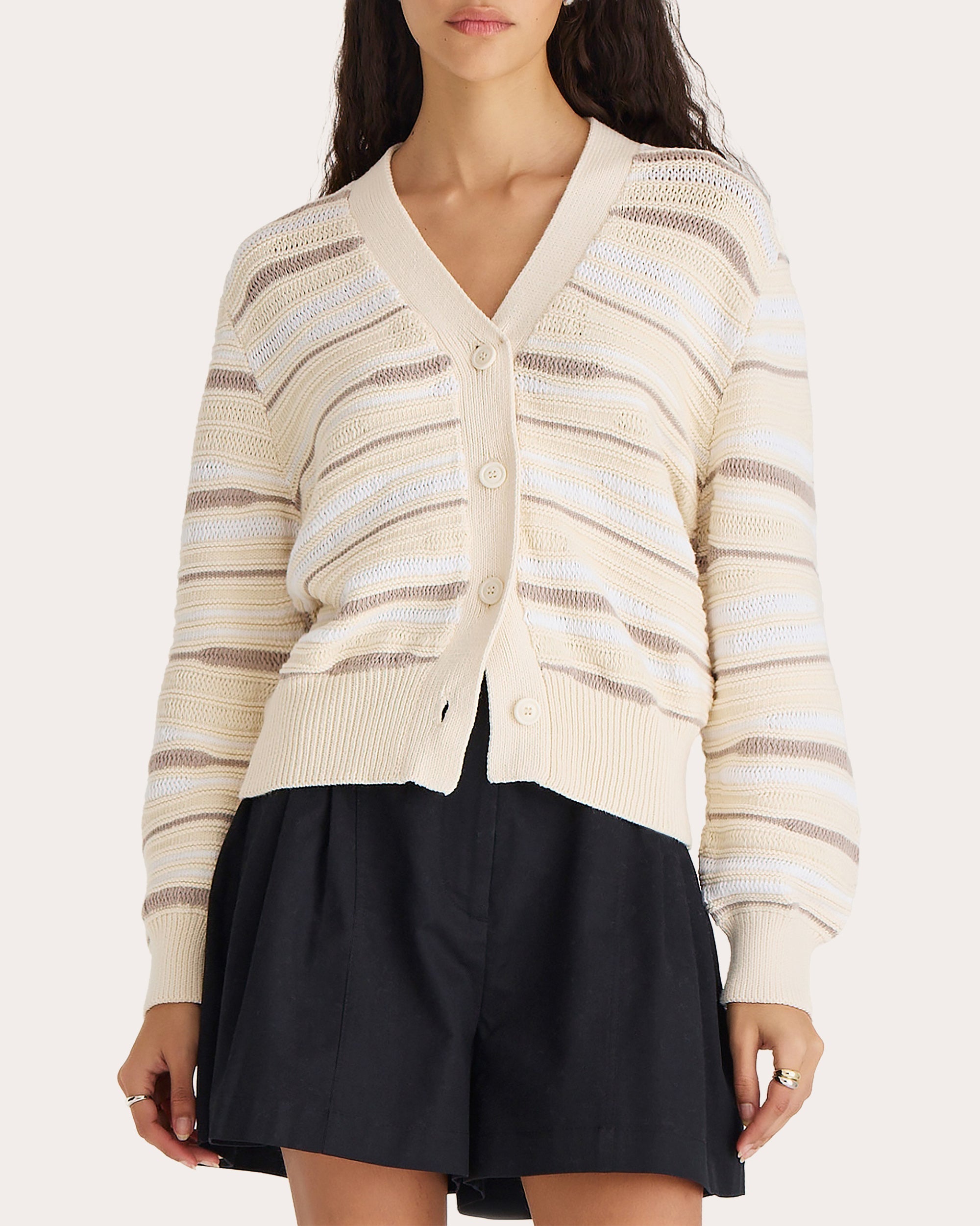 Aluna Intarsia Knit Cotton Cardigan