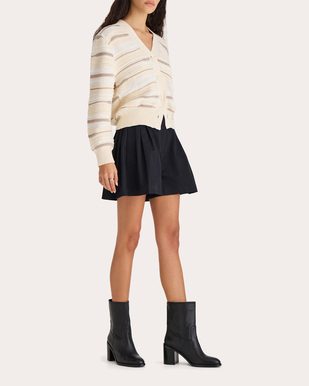 Aluna Intarsia Knit Cotton Cardigan