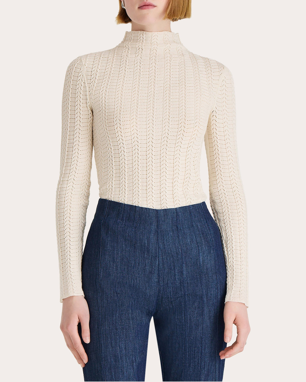 Yarrow Pointelle Knit Cotton Turtleneck