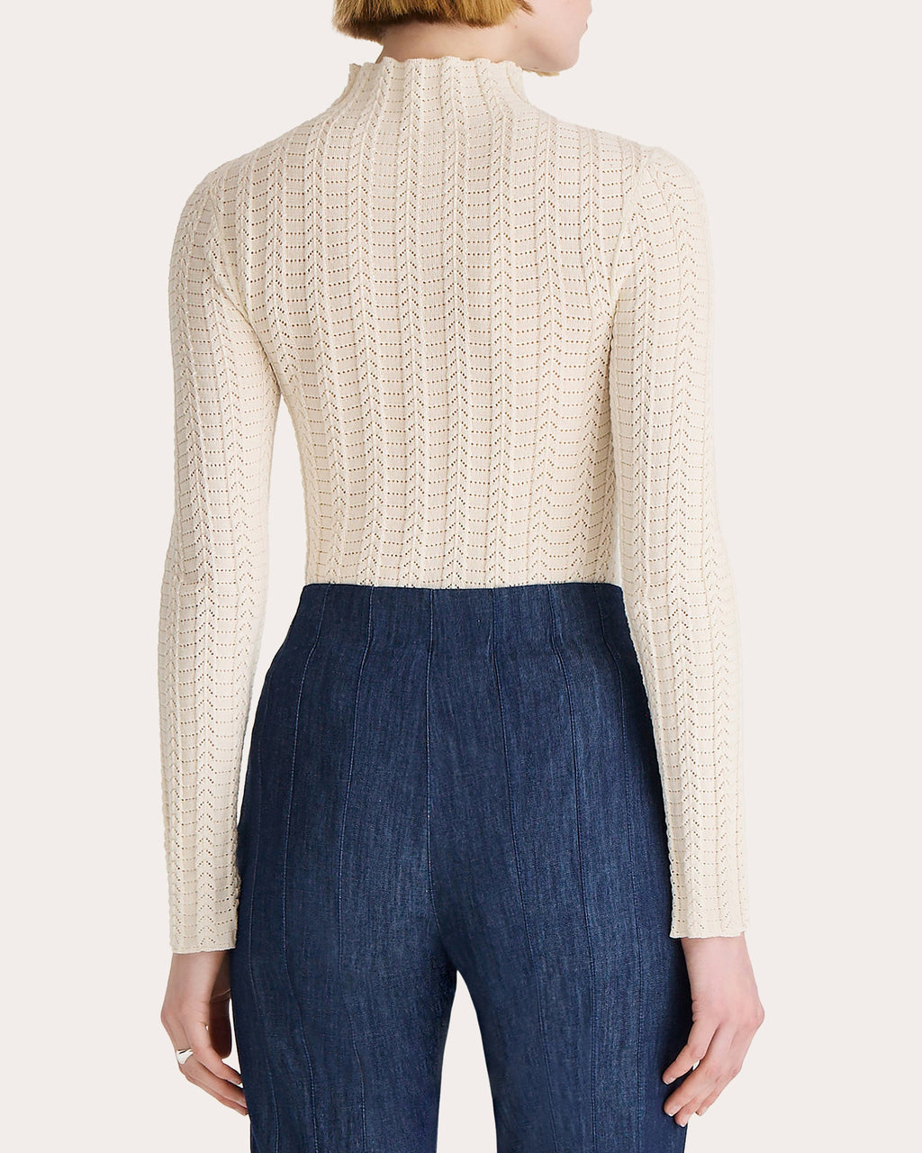 Yarrow Pointelle Knit Cotton Turtleneck