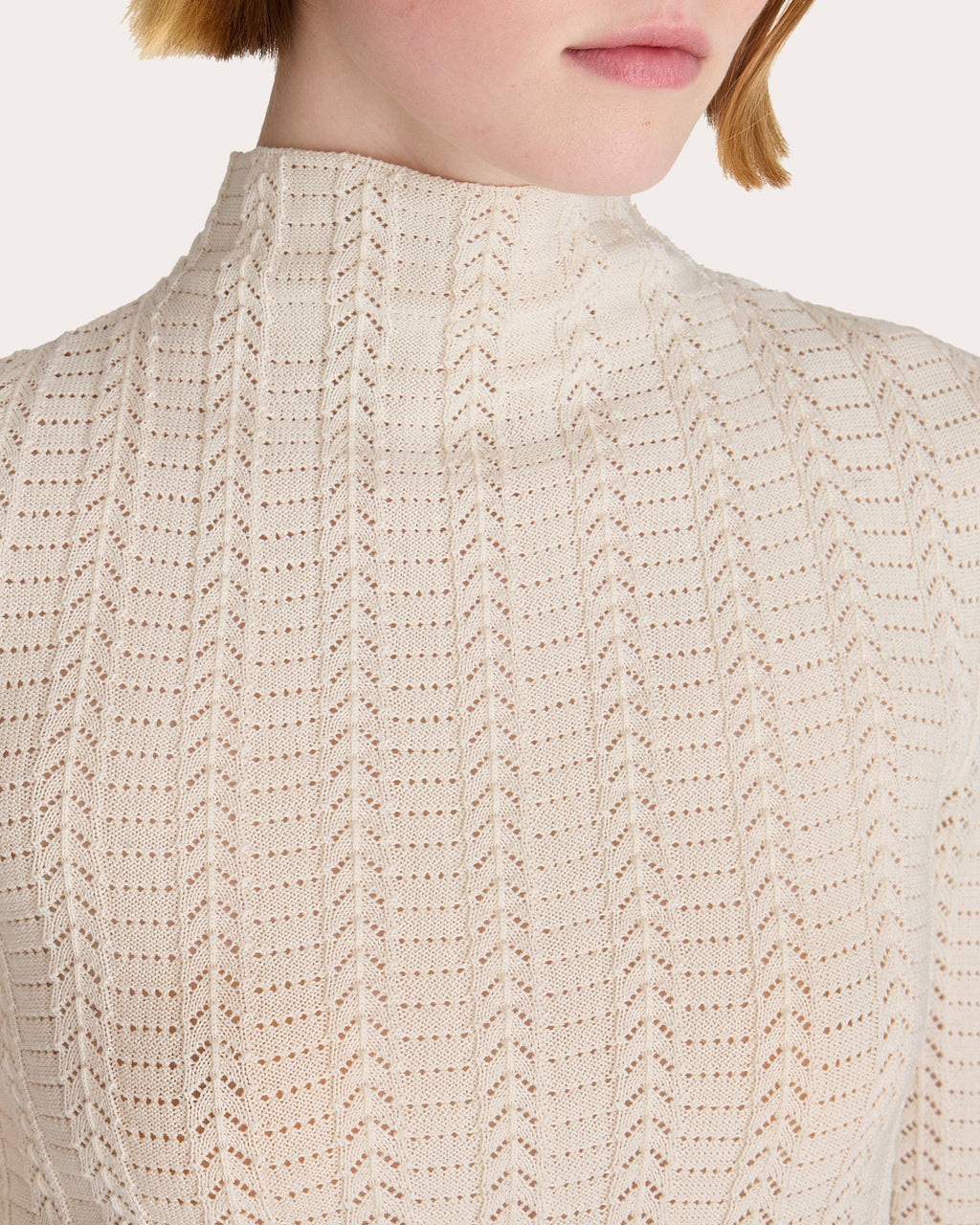 Yarrow Pointelle Knit Cotton Turtleneck