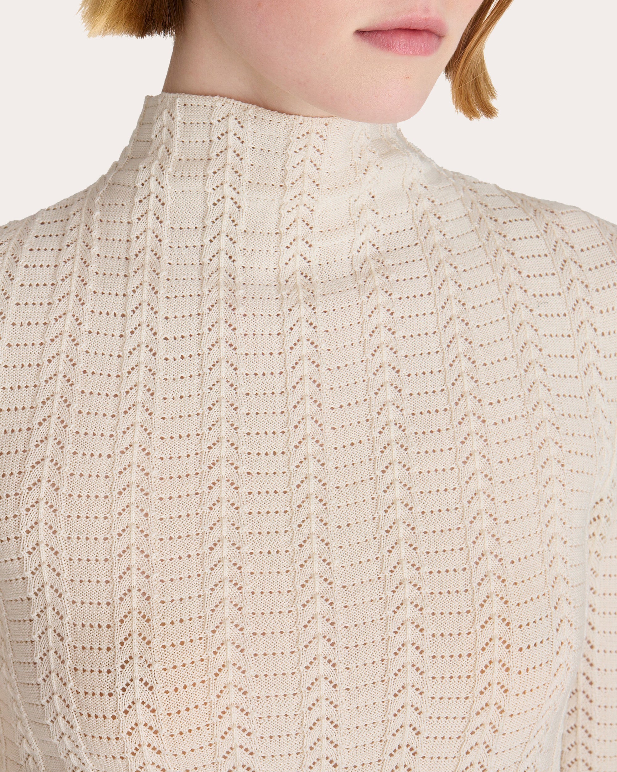 Yarrow Pointelle Knit Cotton Turtleneck