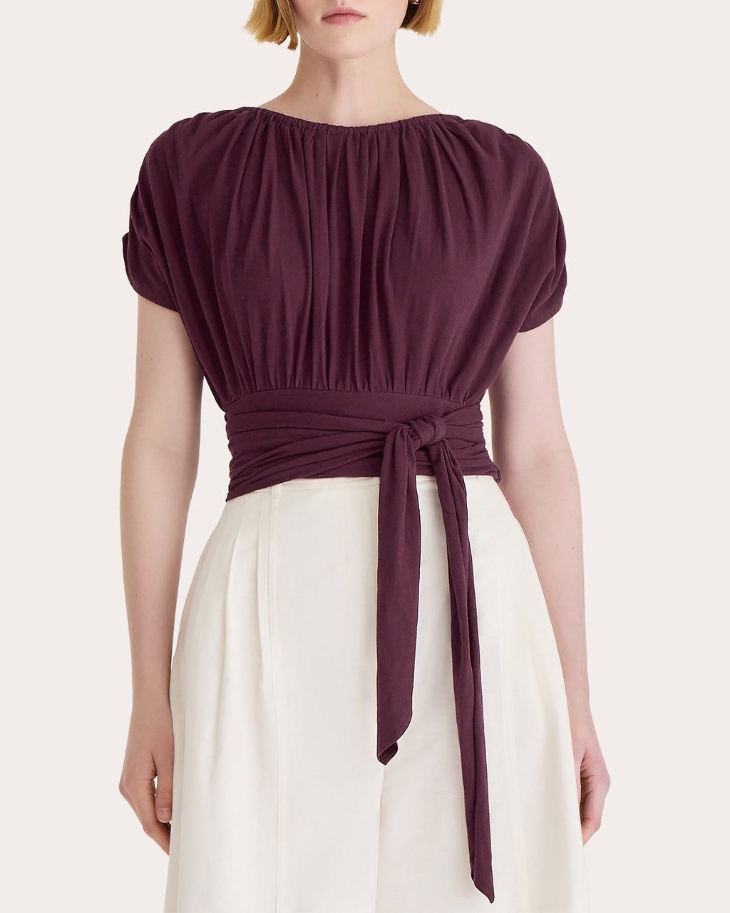 Mai Cropped Gathered Cotton Jersey Top