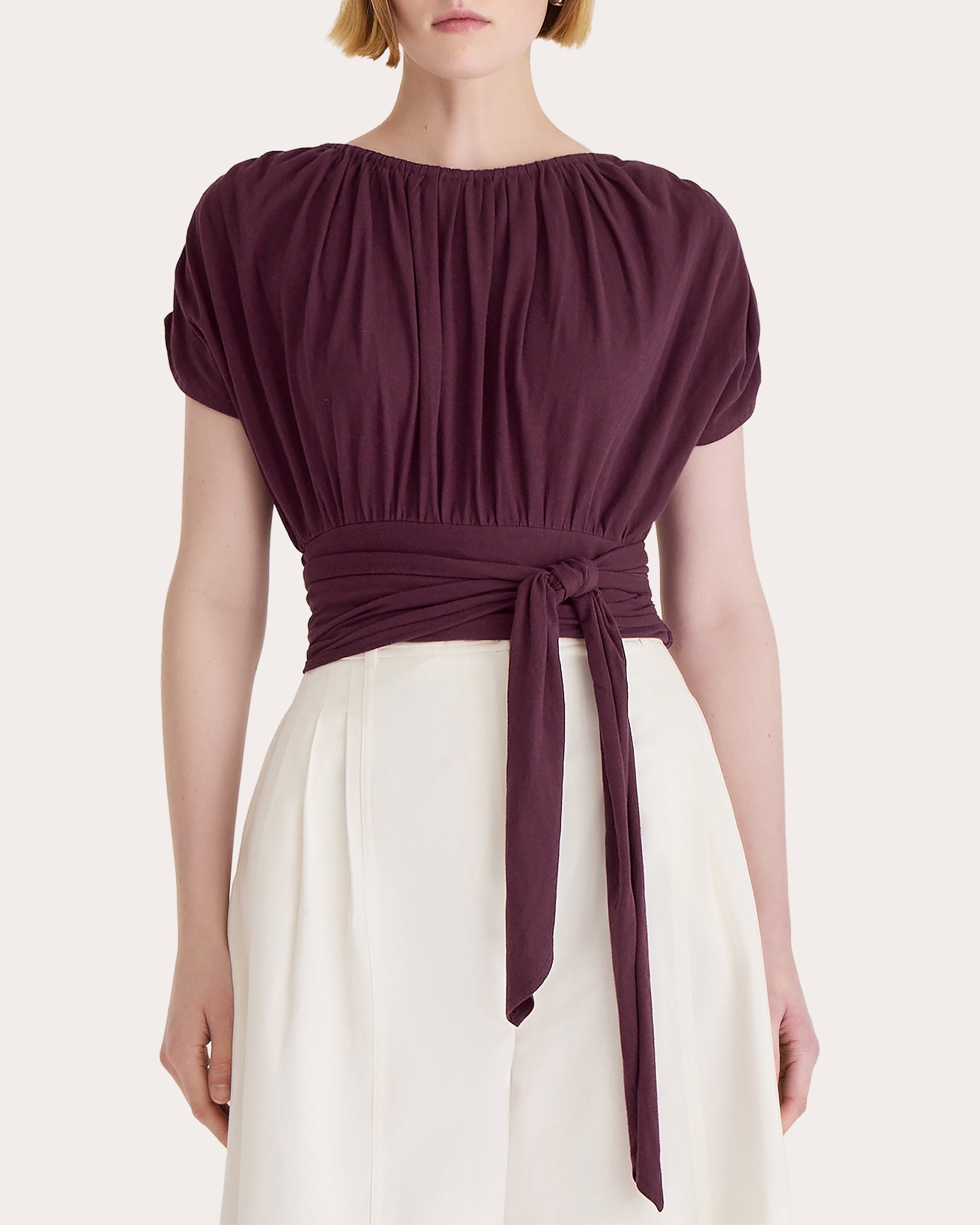 Mai Cropped Gathered Cotton Jersey Top