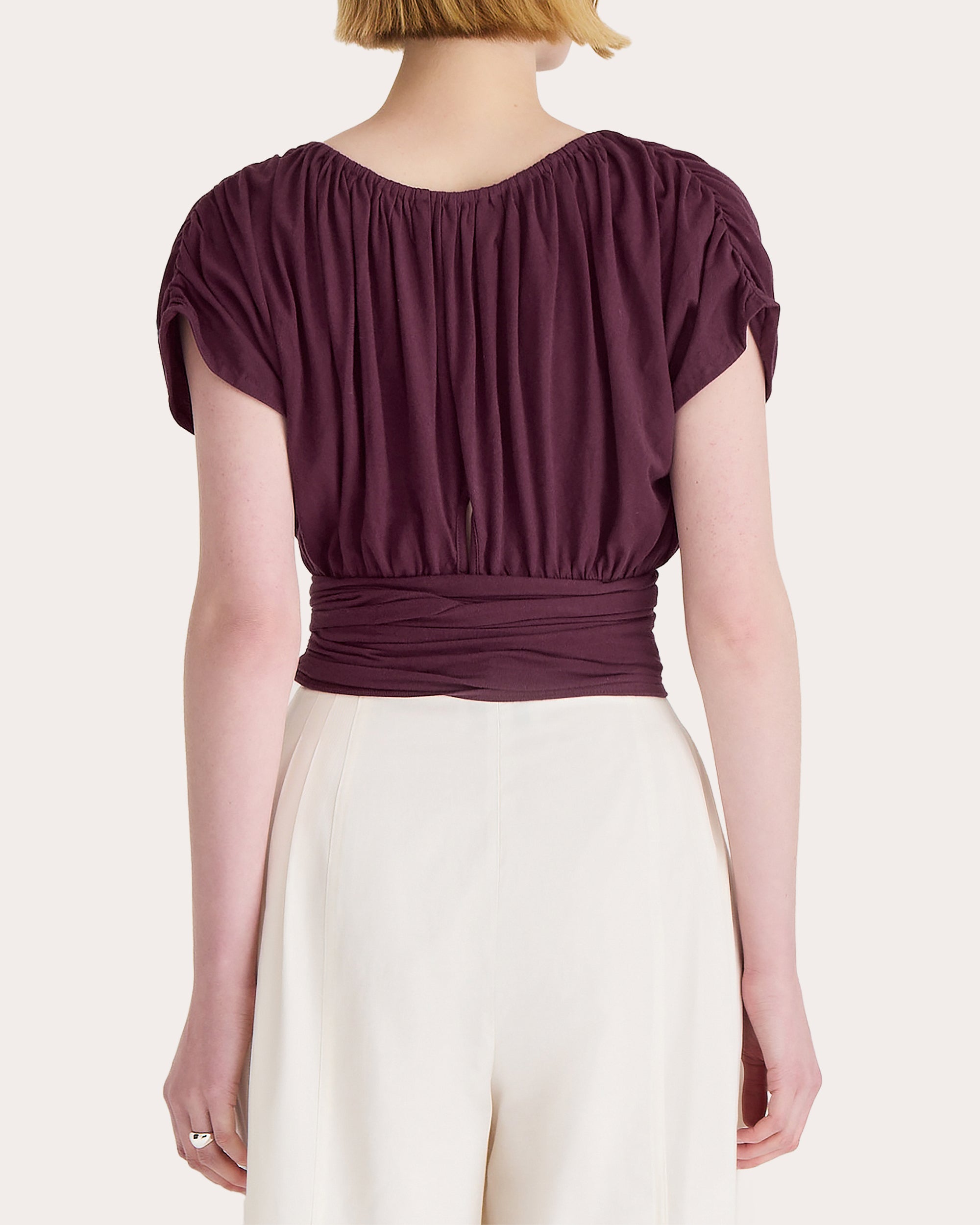 Mai Cropped Gathered Cotton Jersey Top