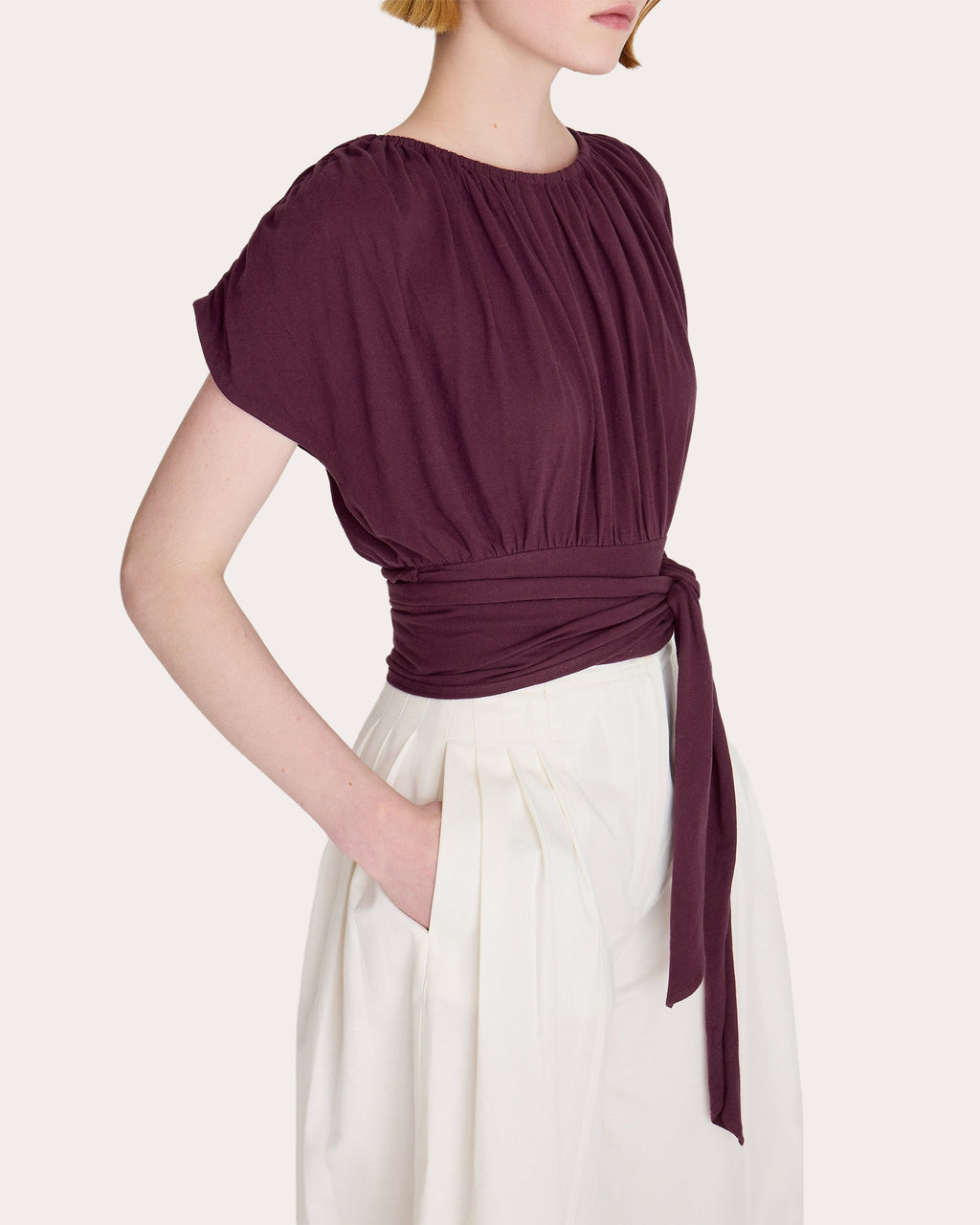 Mai Cropped Gathered Cotton Jersey Top