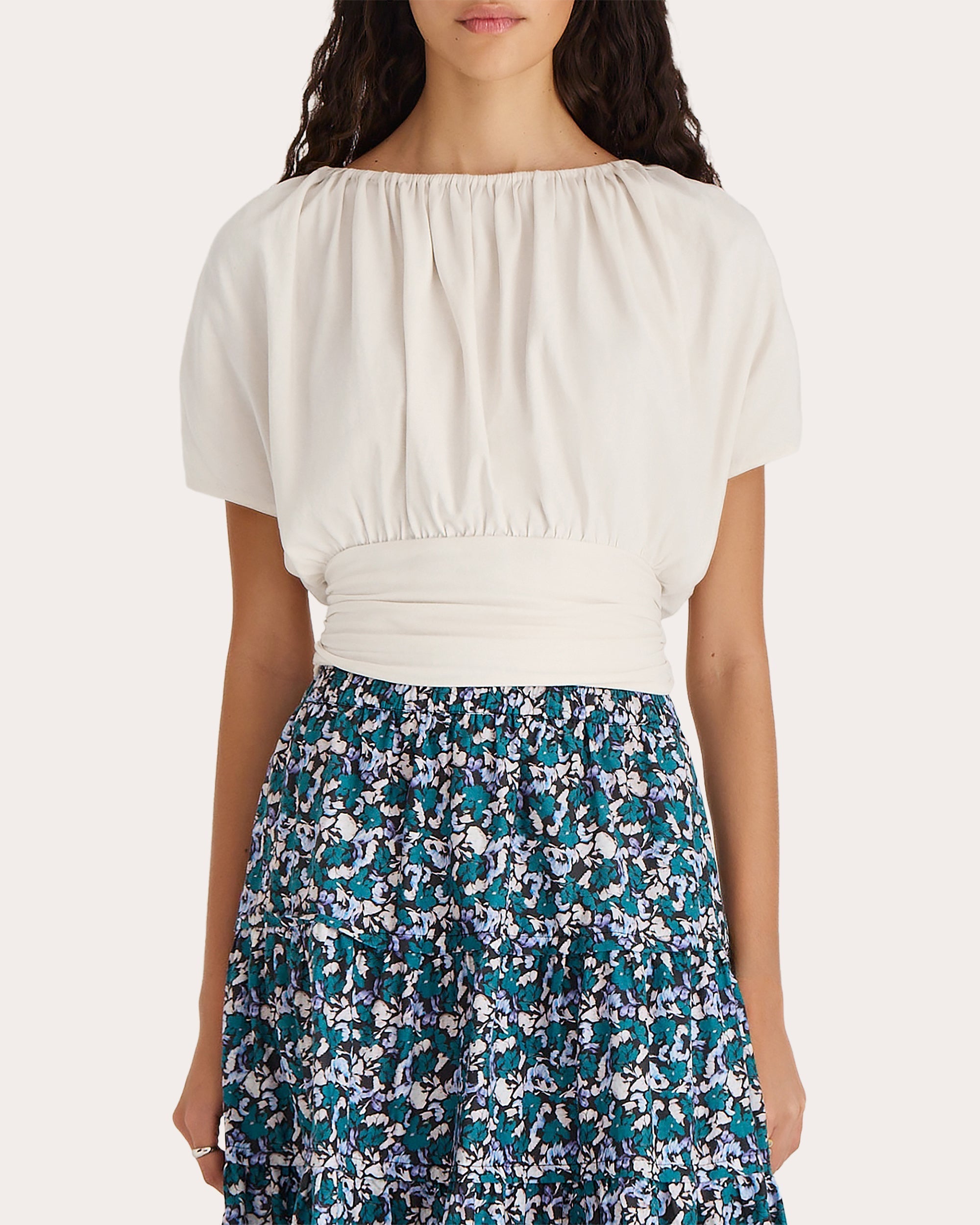 Mai Cropped Gathered Cotton Jersey Top