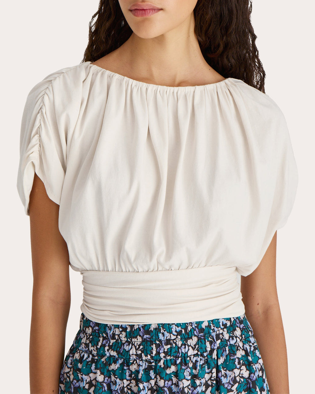Mai Cropped Gathered Cotton Jersey Top
