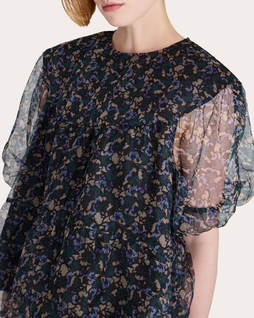 Paraiso Tiered Printed Silk Chiffon Top