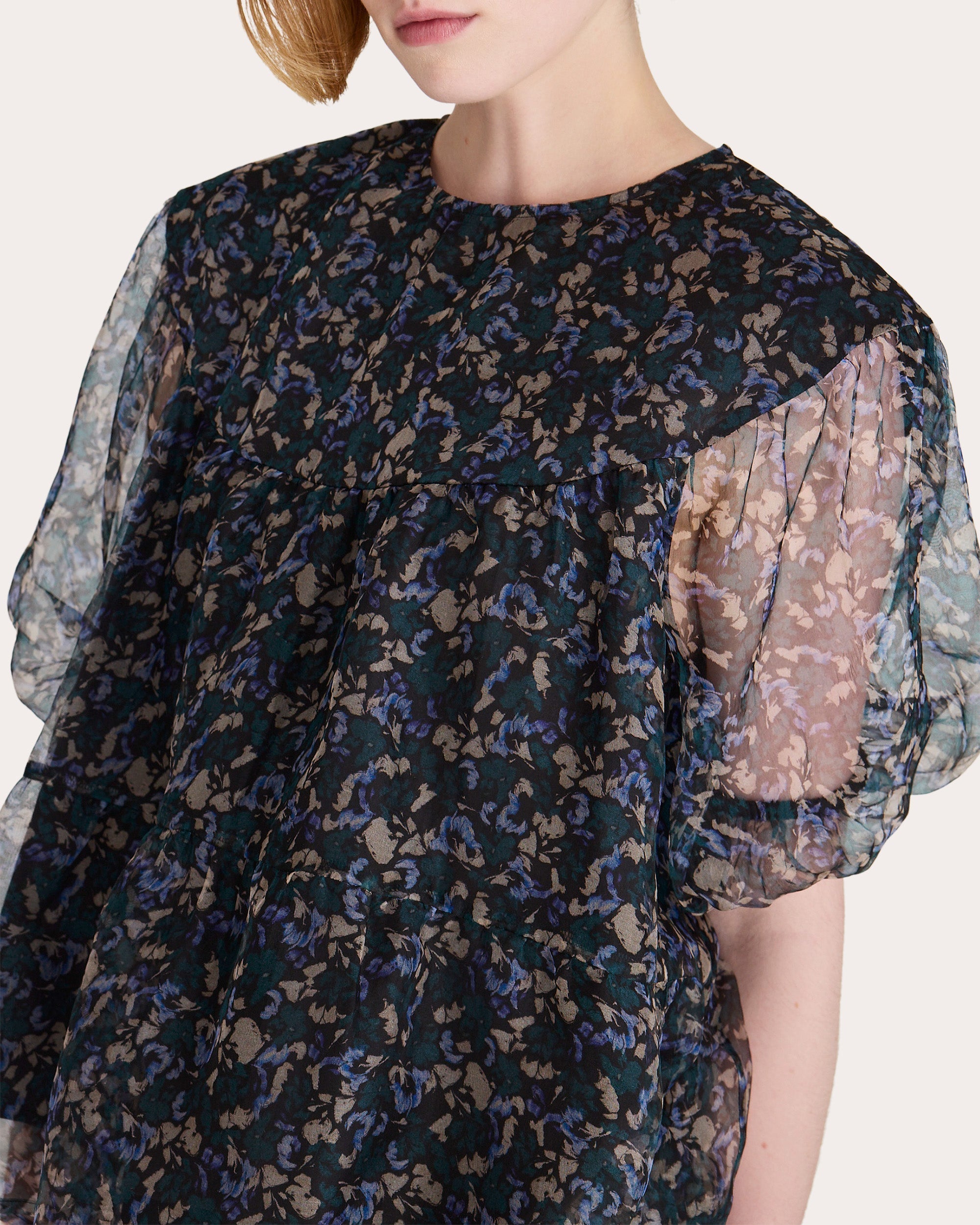 Paraiso Tiered Printed Silk Chiffon Top