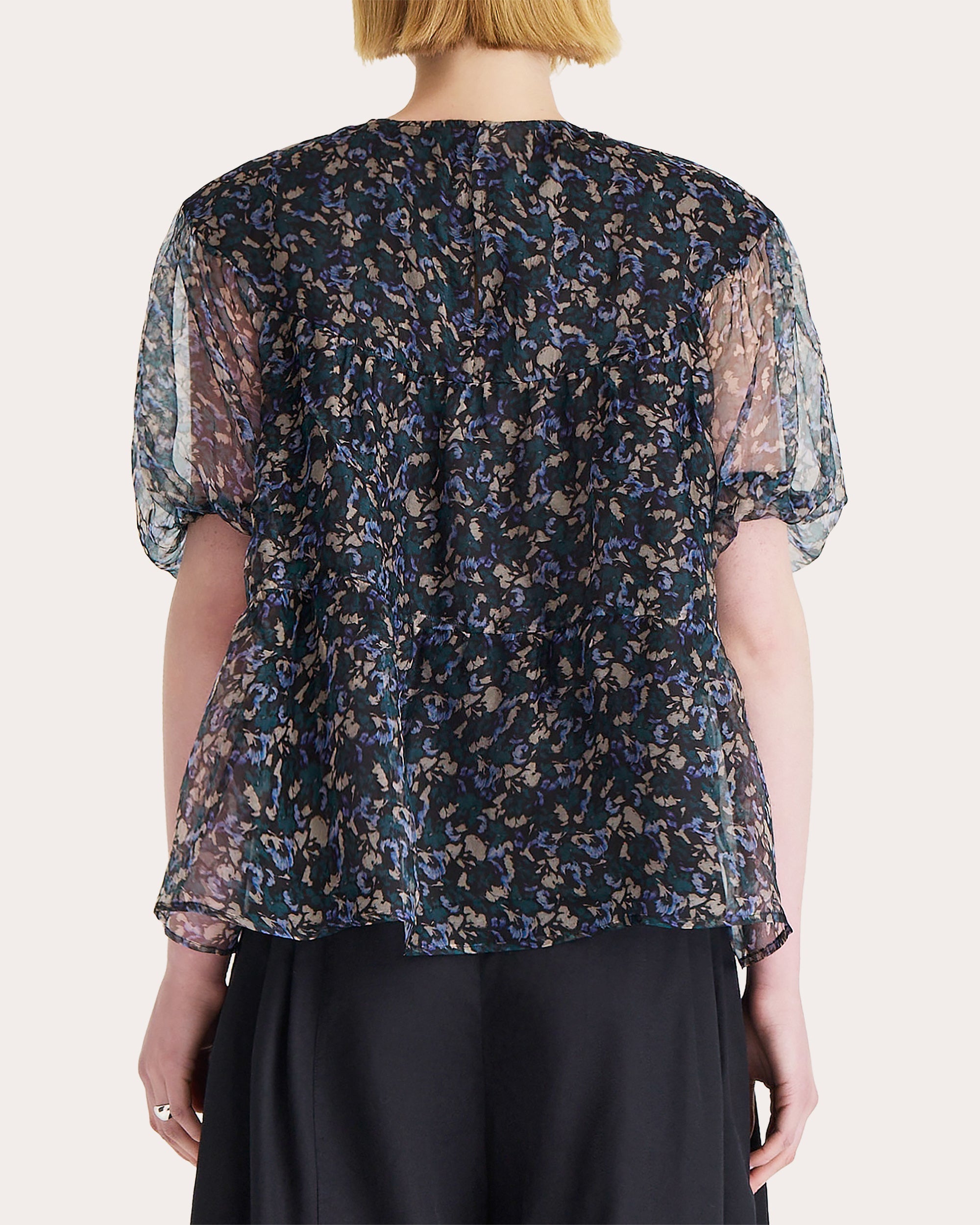 Paraiso Tiered Printed Silk Chiffon Top