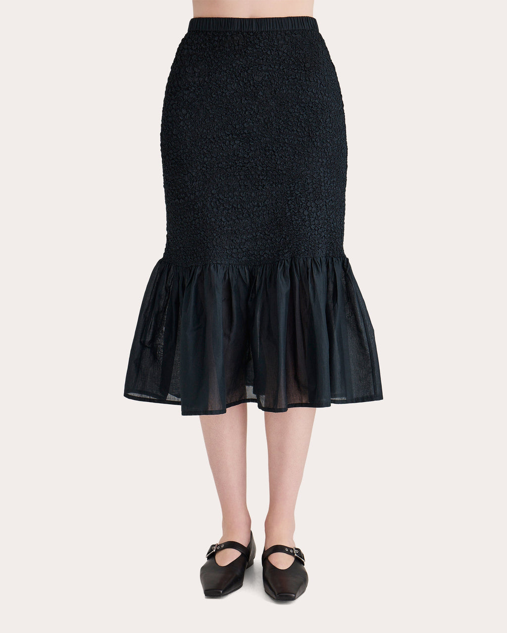 Miyu Smocked Cotton Voile Skirt