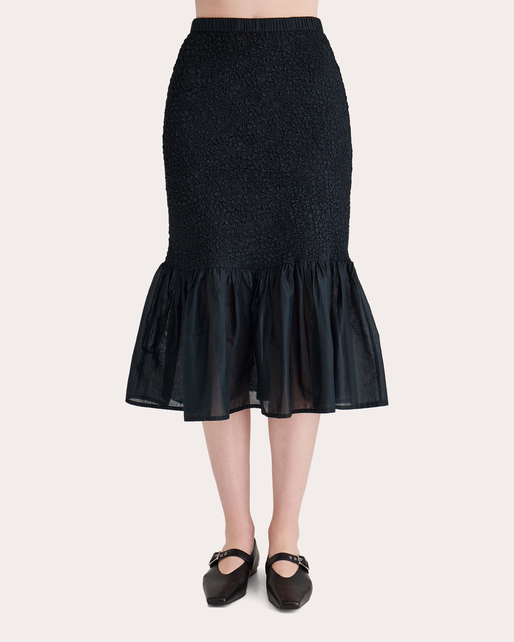 Miyu Smocked Cotton Voile Skirt