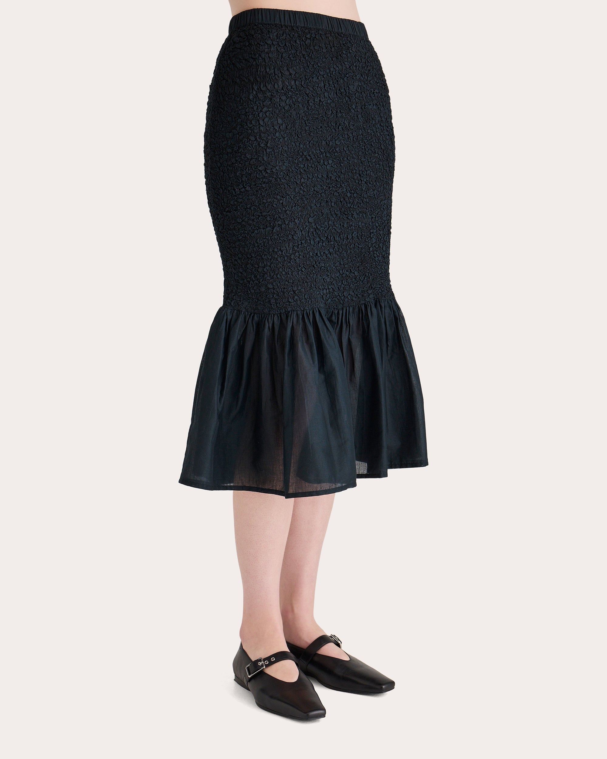 Miyu Smocked Cotton Voile Skirt