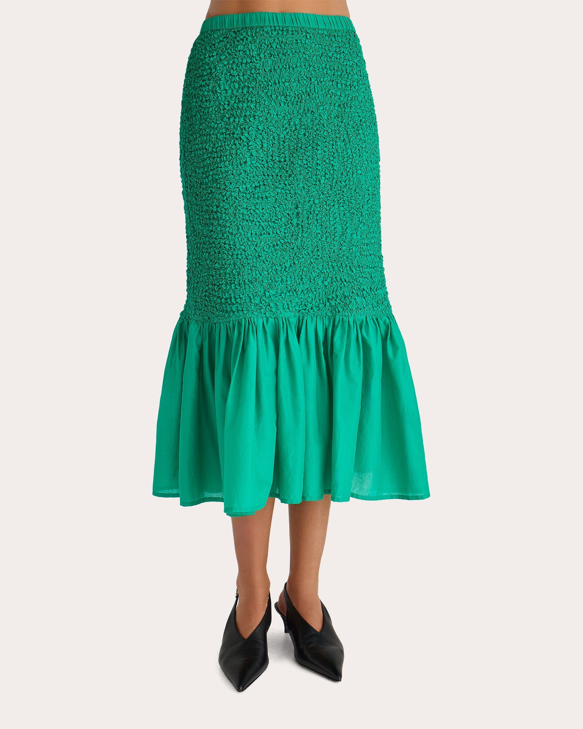 Miyu Smocked Cotton Voile Skirt
