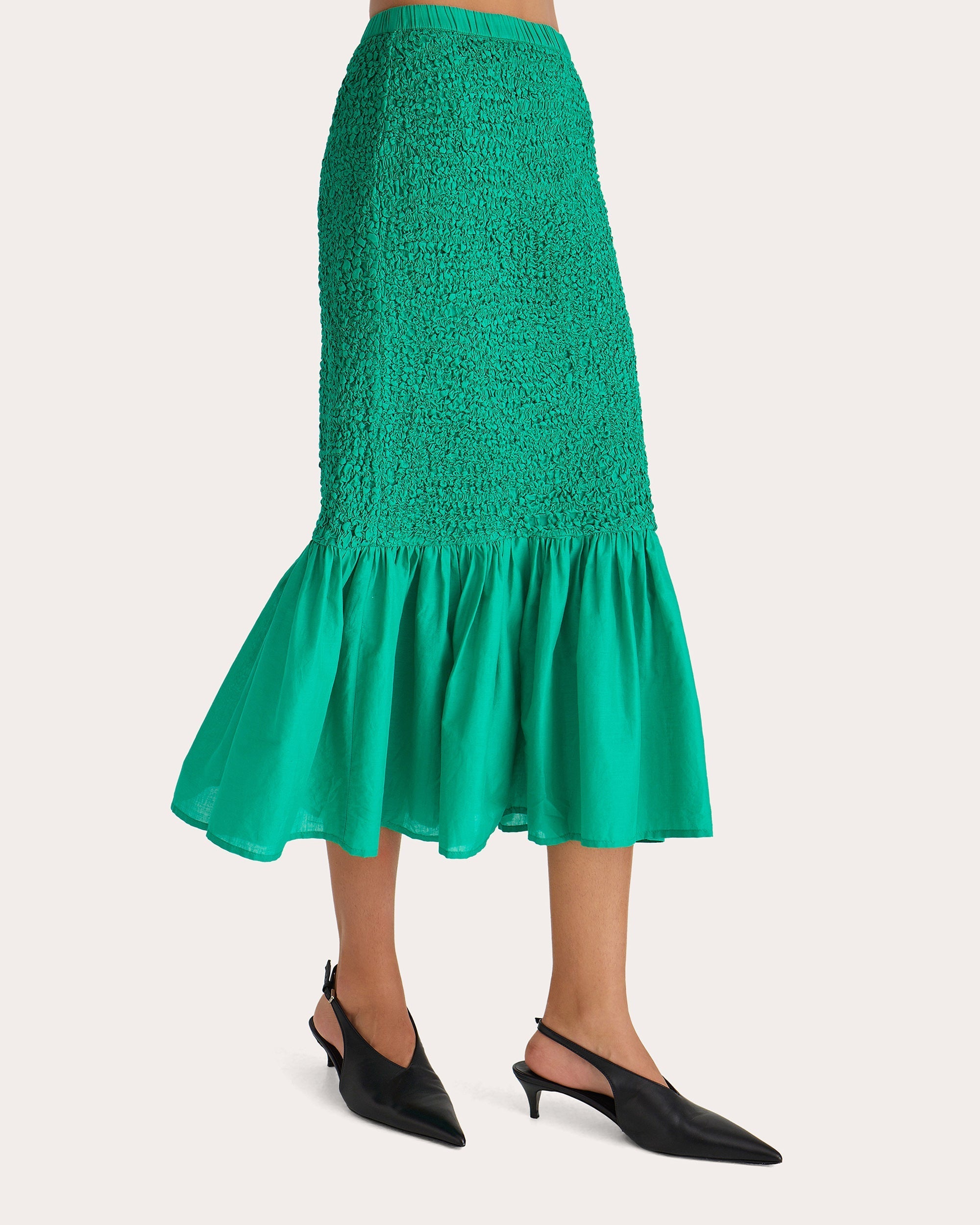Miyu Smocked Cotton Voile Skirt