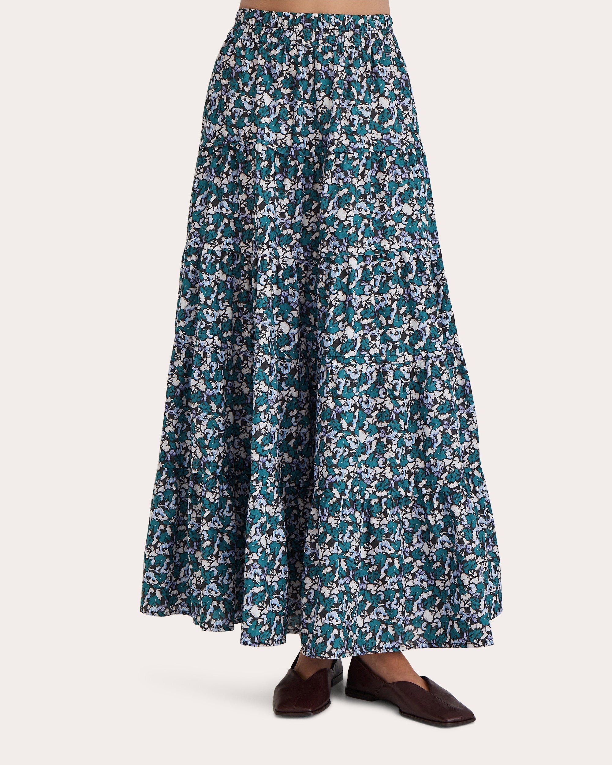 Hana Tiered Printed Cotton Maxi Skirt