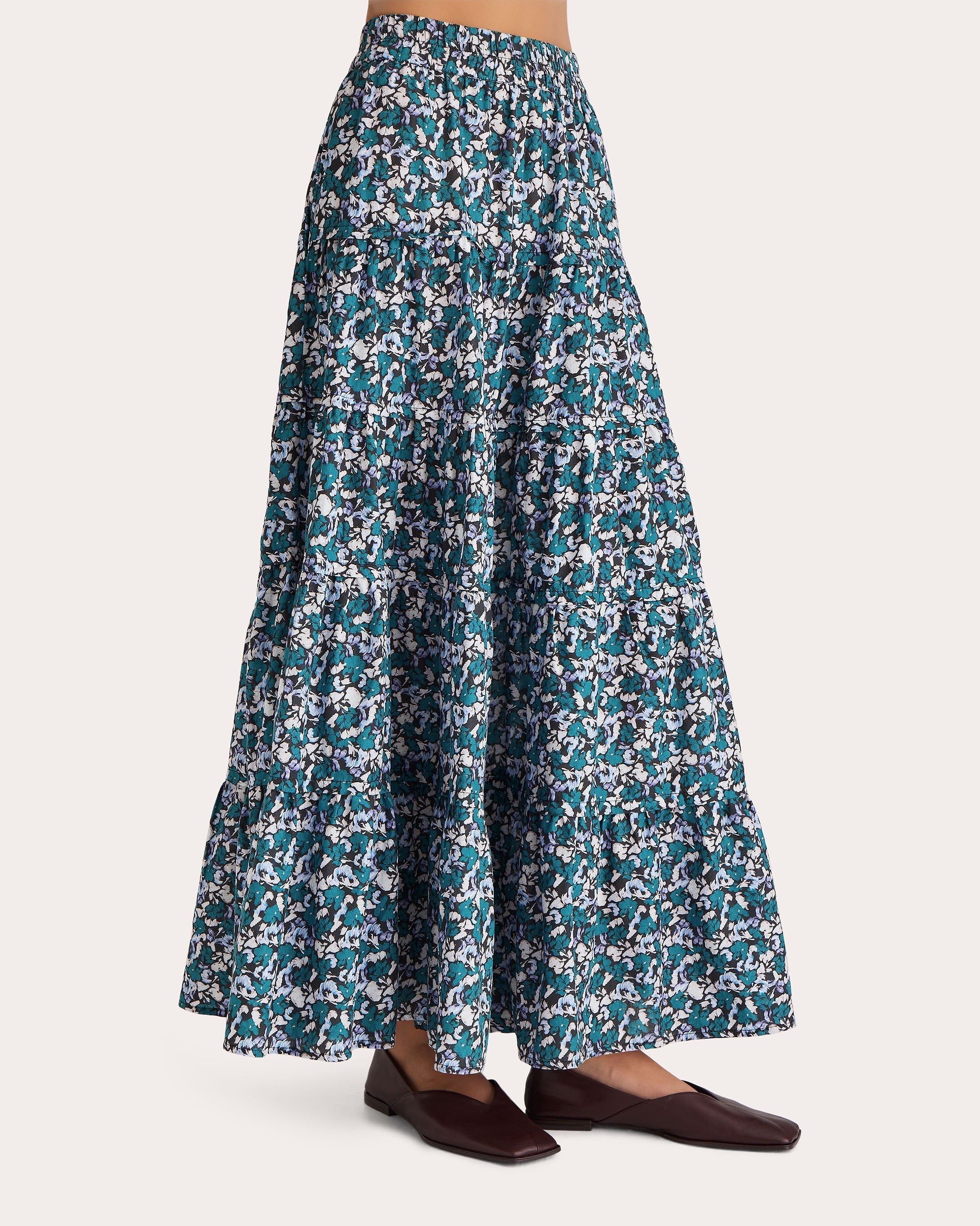 Hana Tiered Printed Cotton Maxi Skirt