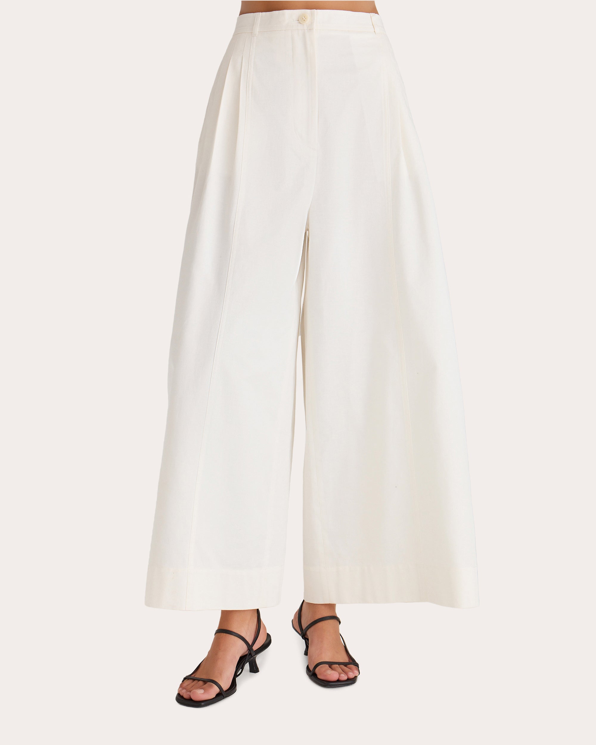 Yuna Pleated Cotton-Linen Blend Twill Wide-Leg Pants