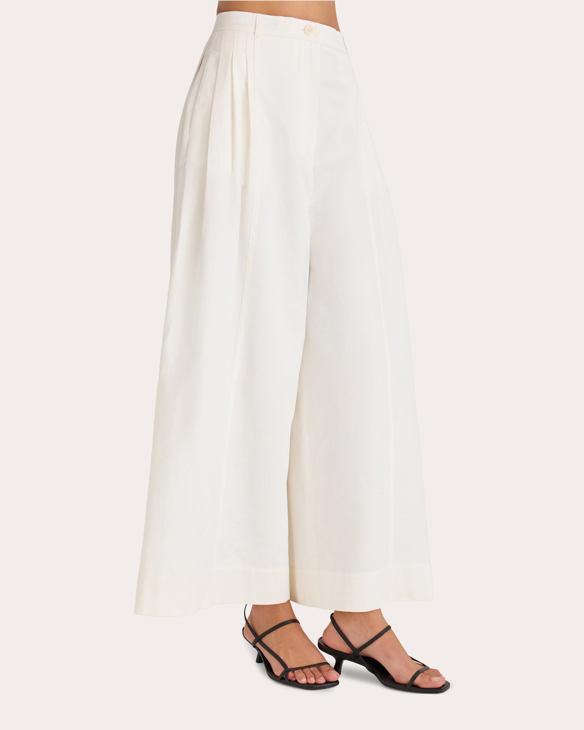 Yuna Pleated Cotton-Linen Blend Twill Wide-Leg Pants