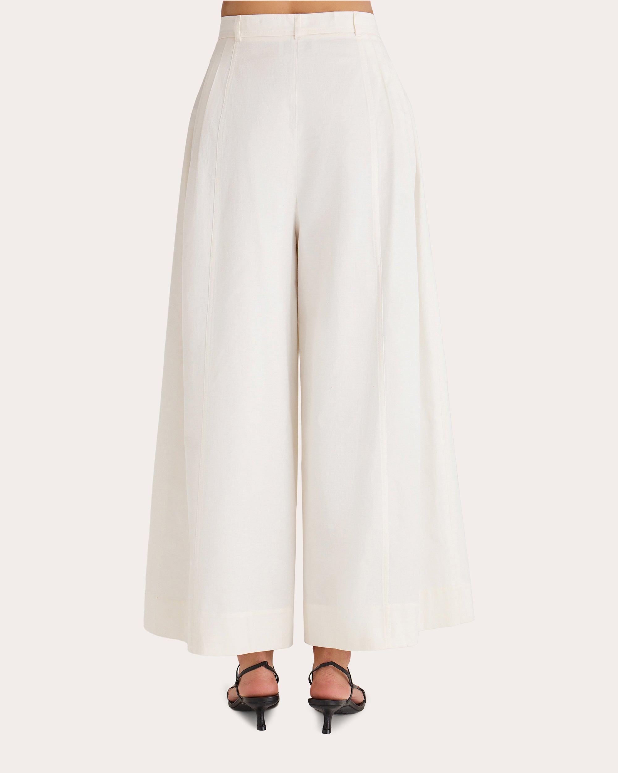 Yuna Pleated Cotton-Linen Blend Twill Wide-Leg Pants