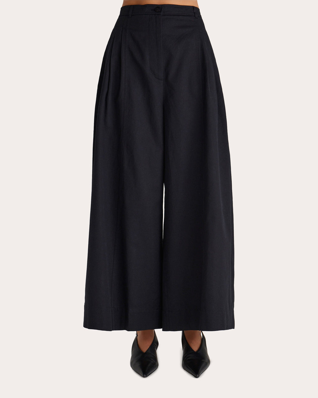 Yuna Pleated Cotton-Linen Blend Twill Wide-Leg Pants