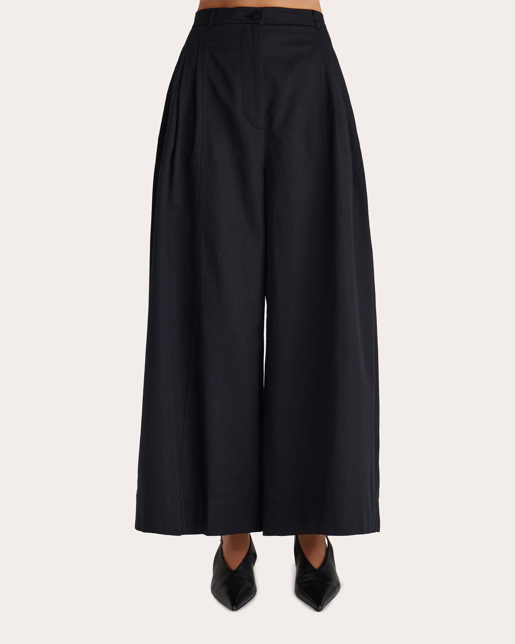 Yuna Pleated Cotton-Linen Blend Twill Wide-Leg Pants