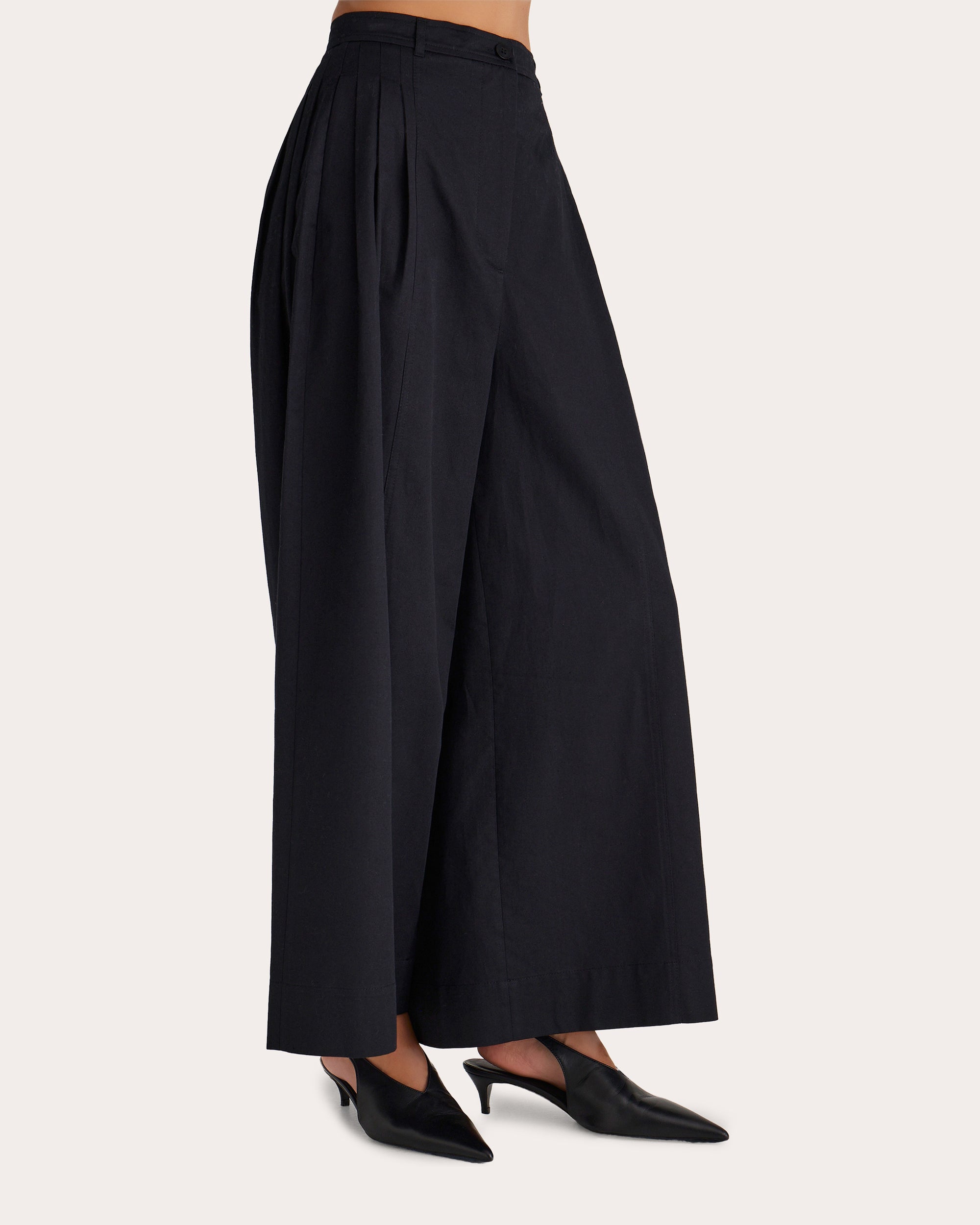 Yuna Pleated Cotton-Linen Blend Twill Wide-Leg Pants
