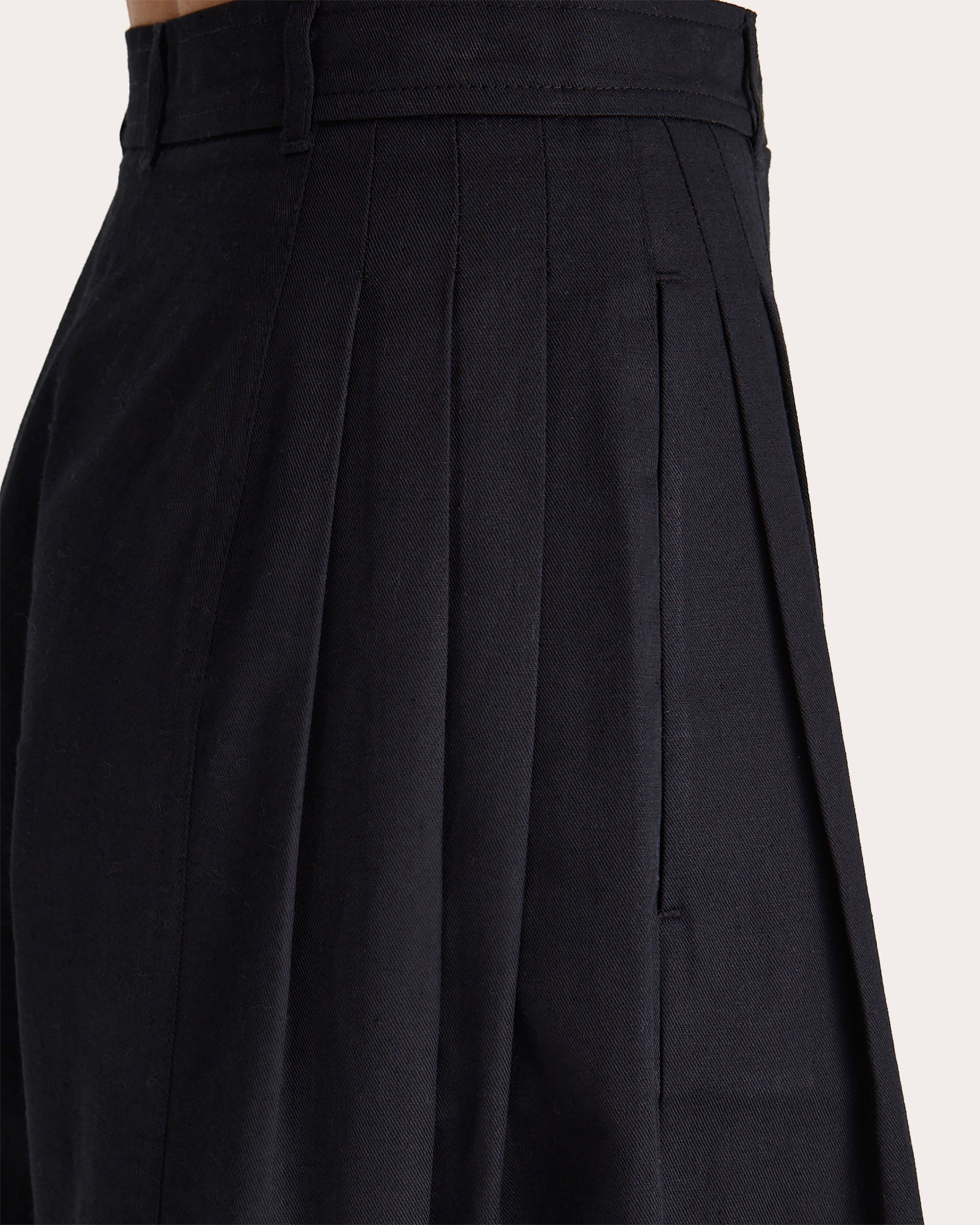 Yuna Pleated Cotton-Linen Blend Twill Wide-Leg Pants