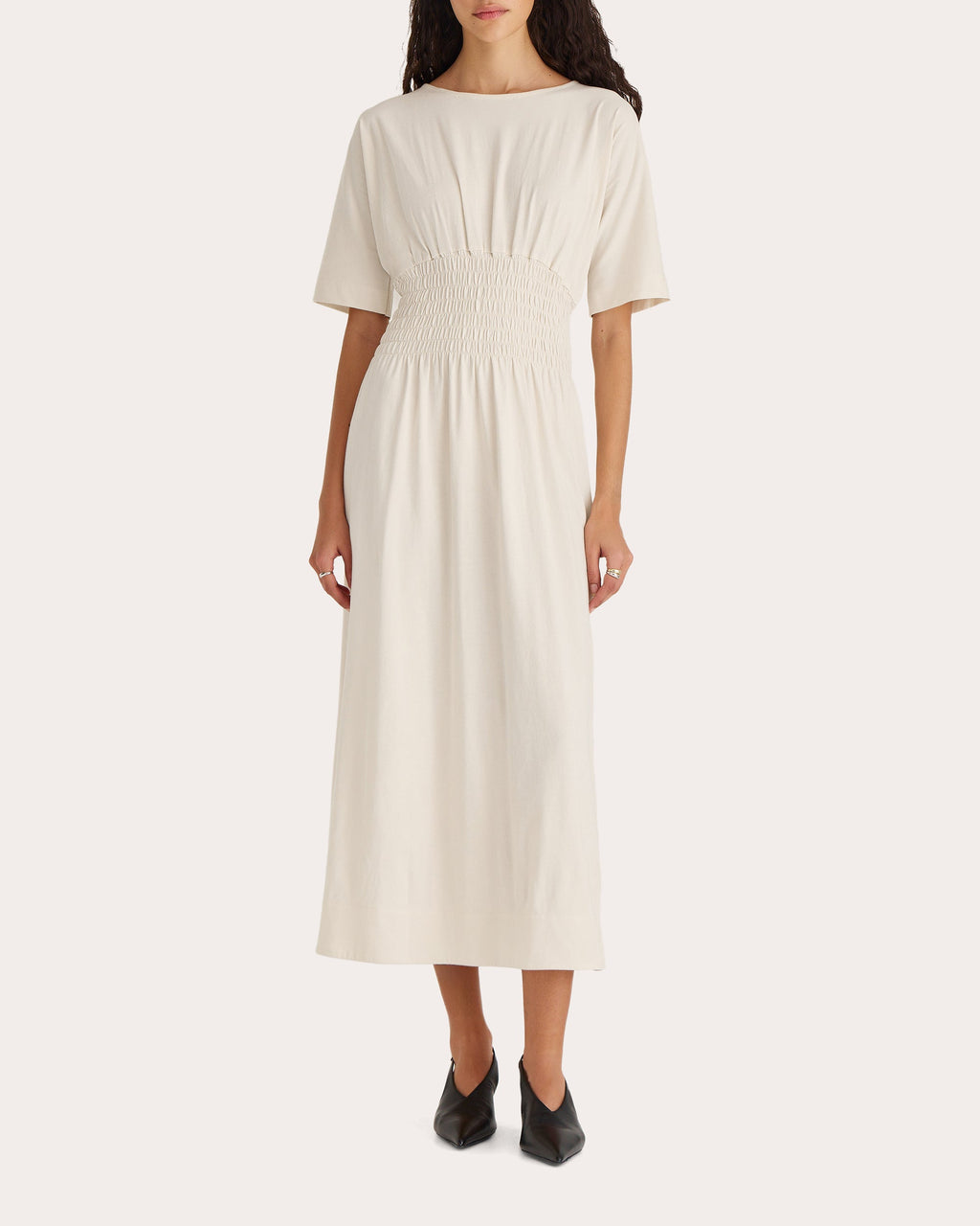 Gallen Smocked Cotton Jersey Midi Dress