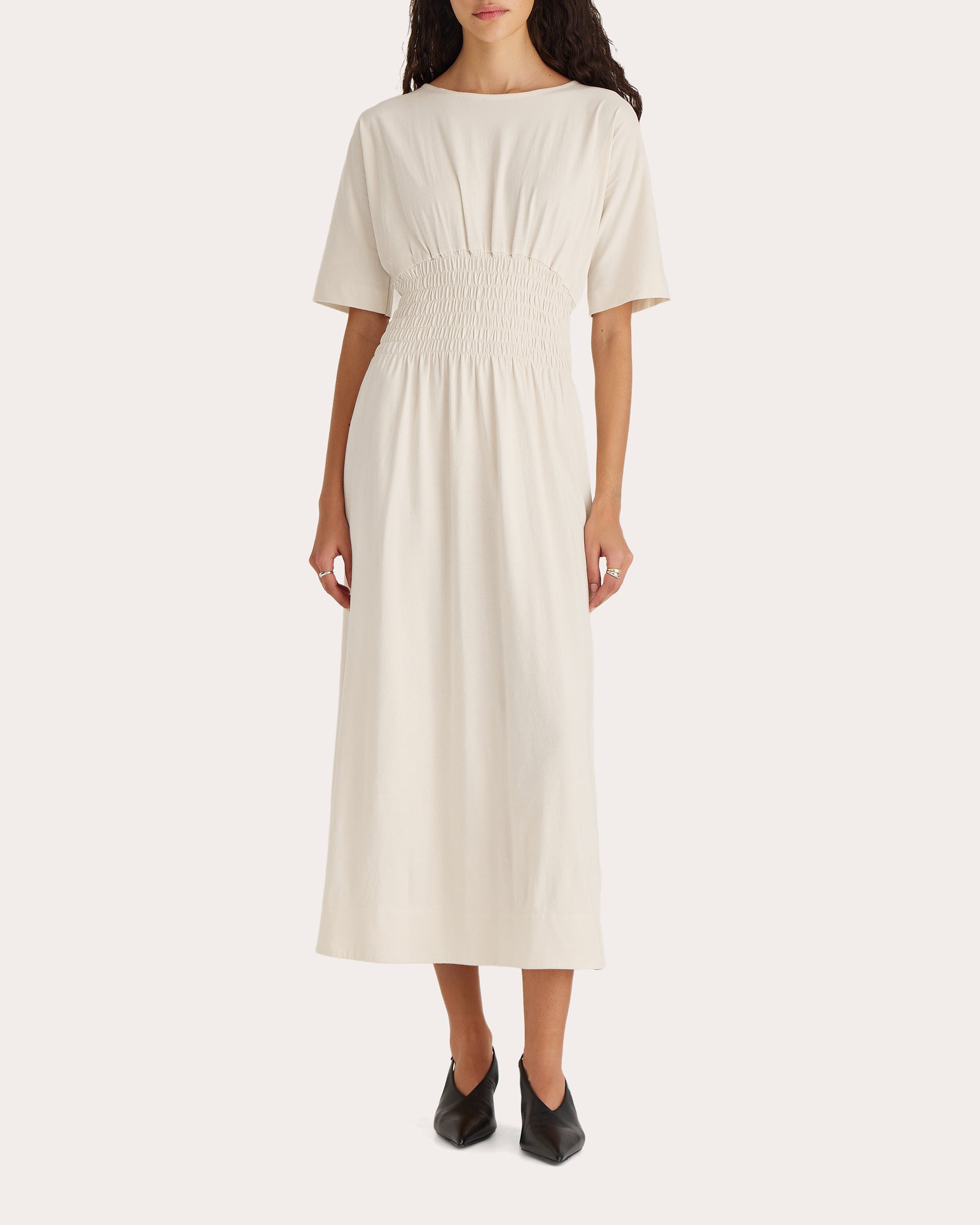 Gallen Smocked Cotton Jersey Midi Dress