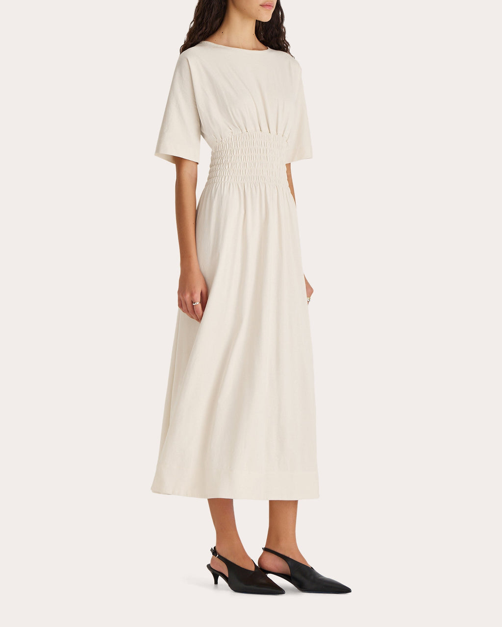 Gallen Smocked Cotton Jersey Midi Dress