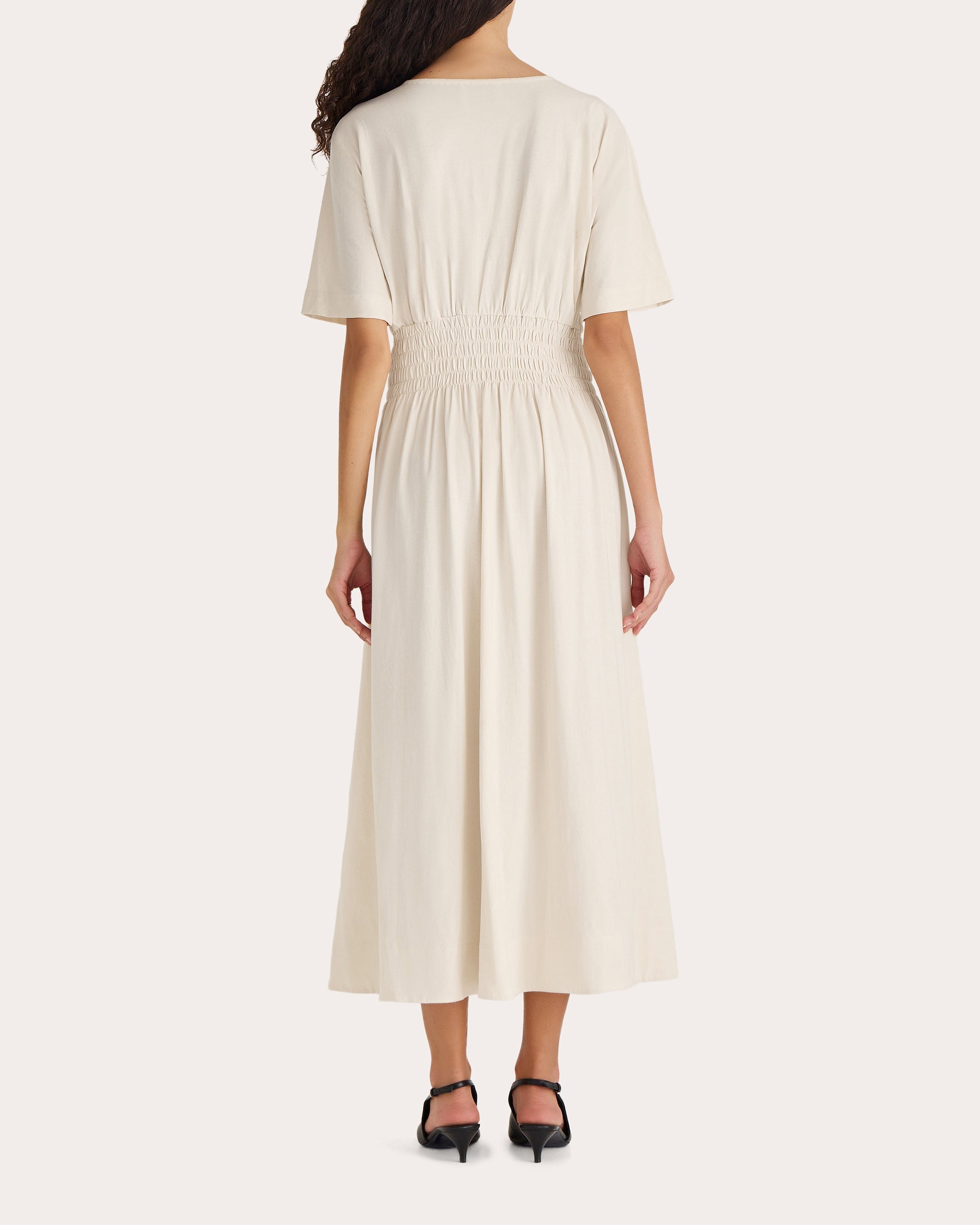 Gallen Smocked Cotton Jersey Midi Dress