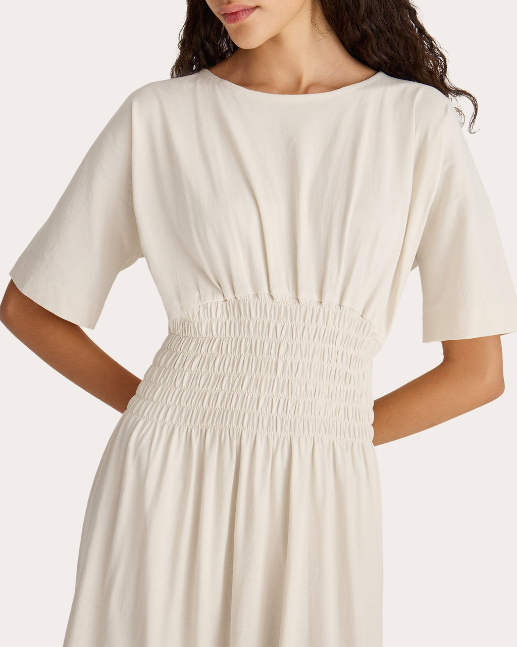 Gallen Smocked Cotton Jersey Midi Dress