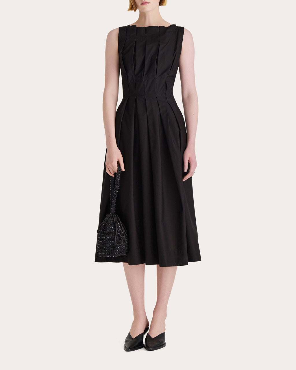 Nara Pleated Cotton Poplin Midi Dress