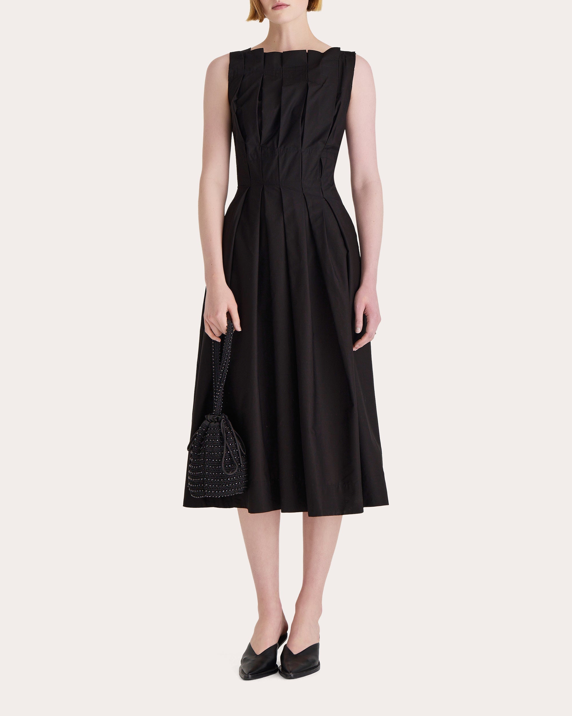 Nara Pleated Cotton Poplin Midi Dress