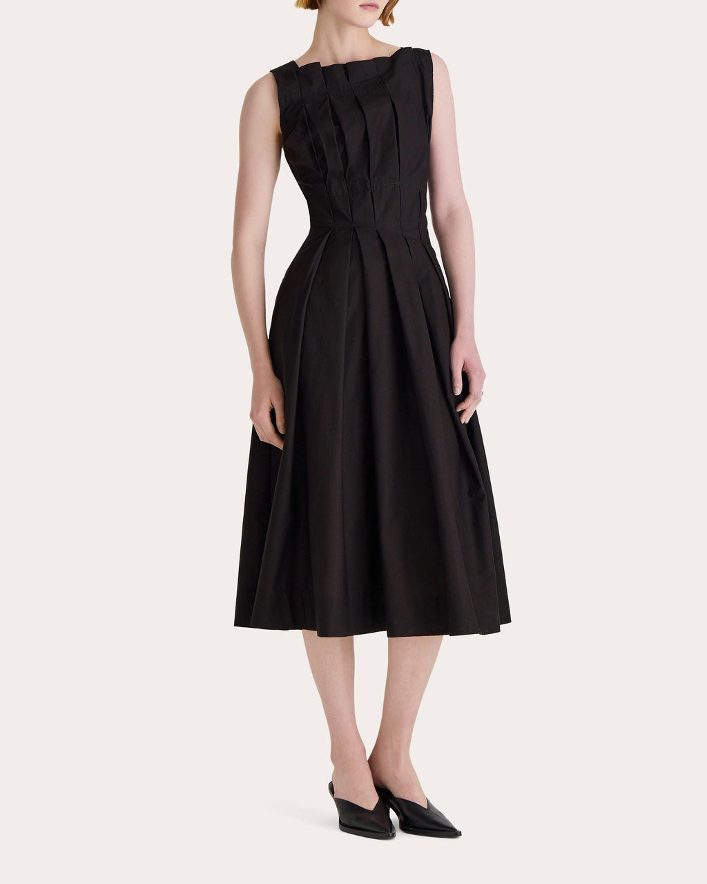 Nara Pleated Cotton Poplin Midi Dress