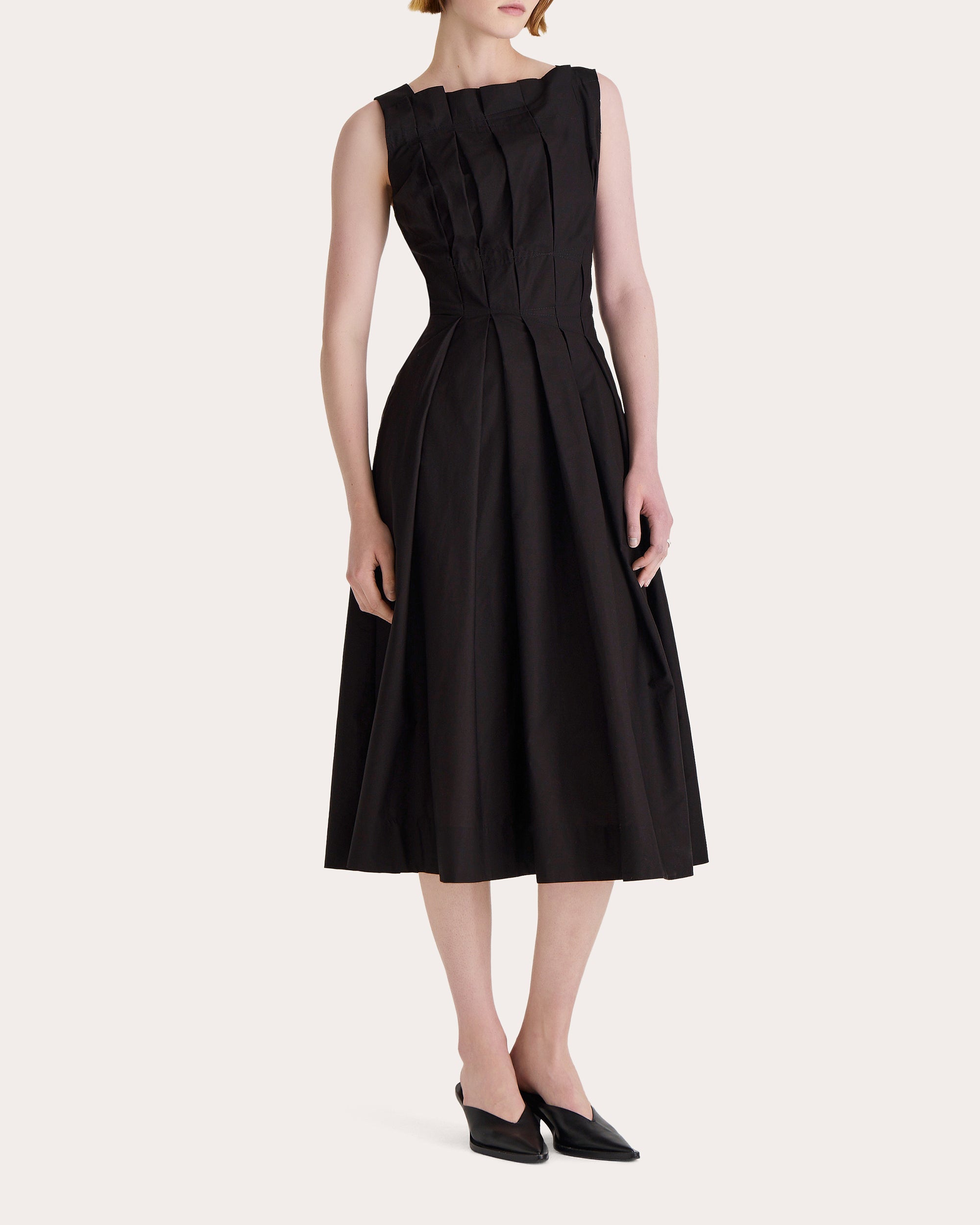 Nara Pleated Cotton Poplin Midi Dress
